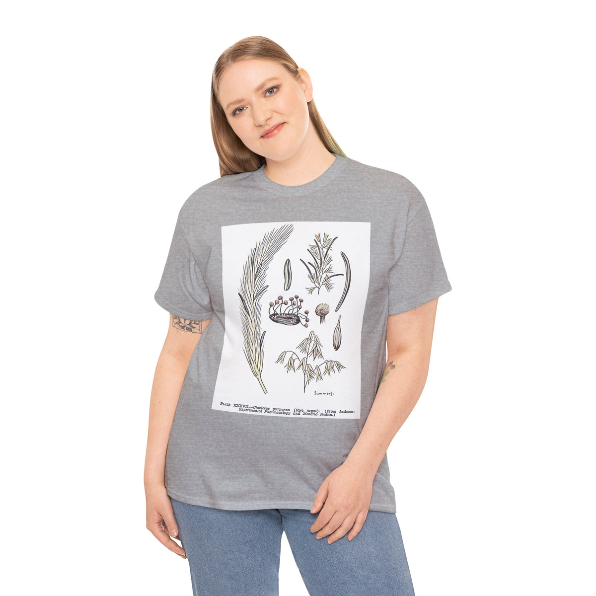 Claviceps purpurea Graphic Print Botanical Art Crew Neck Unisex Heavy Cotton Tee