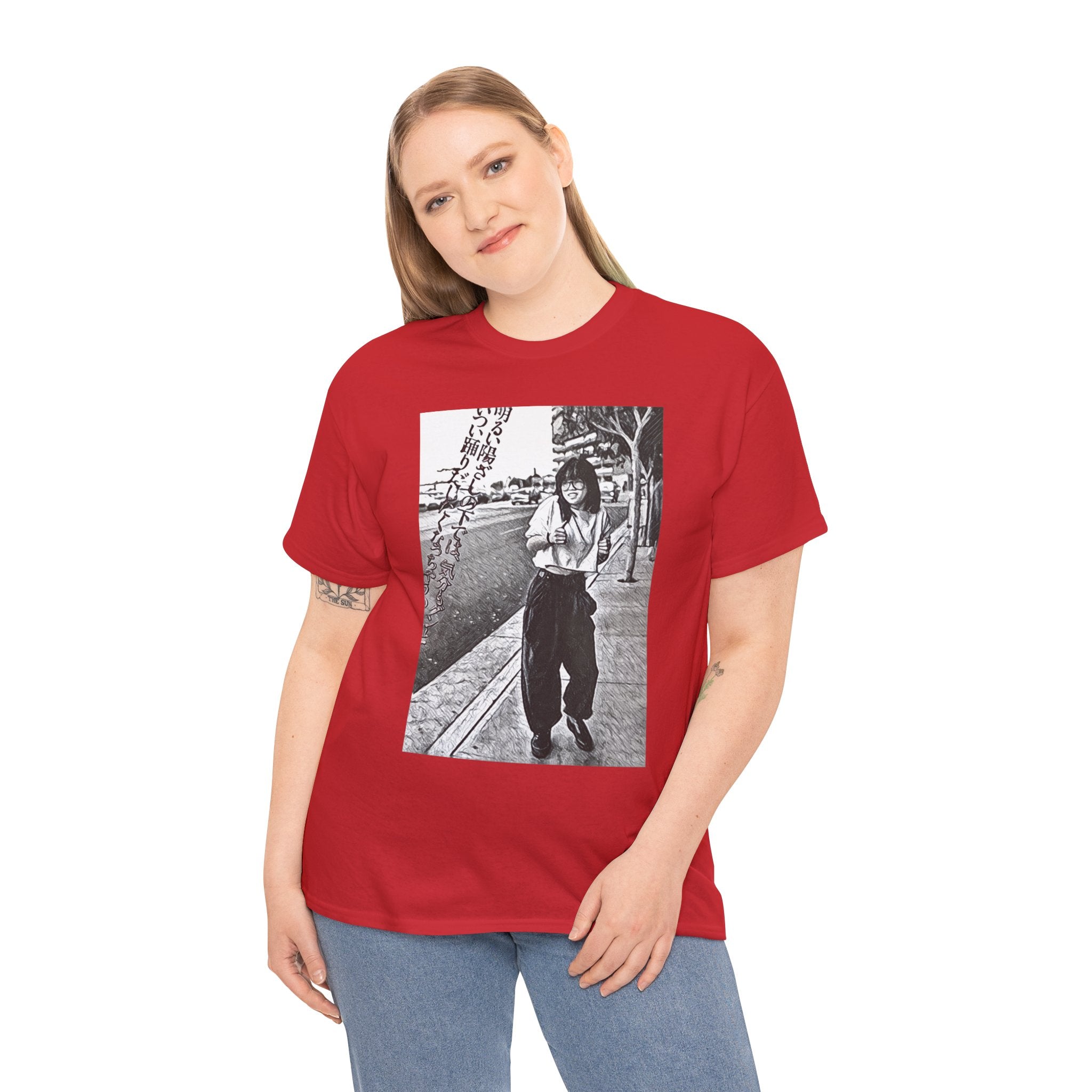 Vibing Graphic Print Short Sleeve Crew Neck Unisex Heavy Cotton Art Tee Shirt