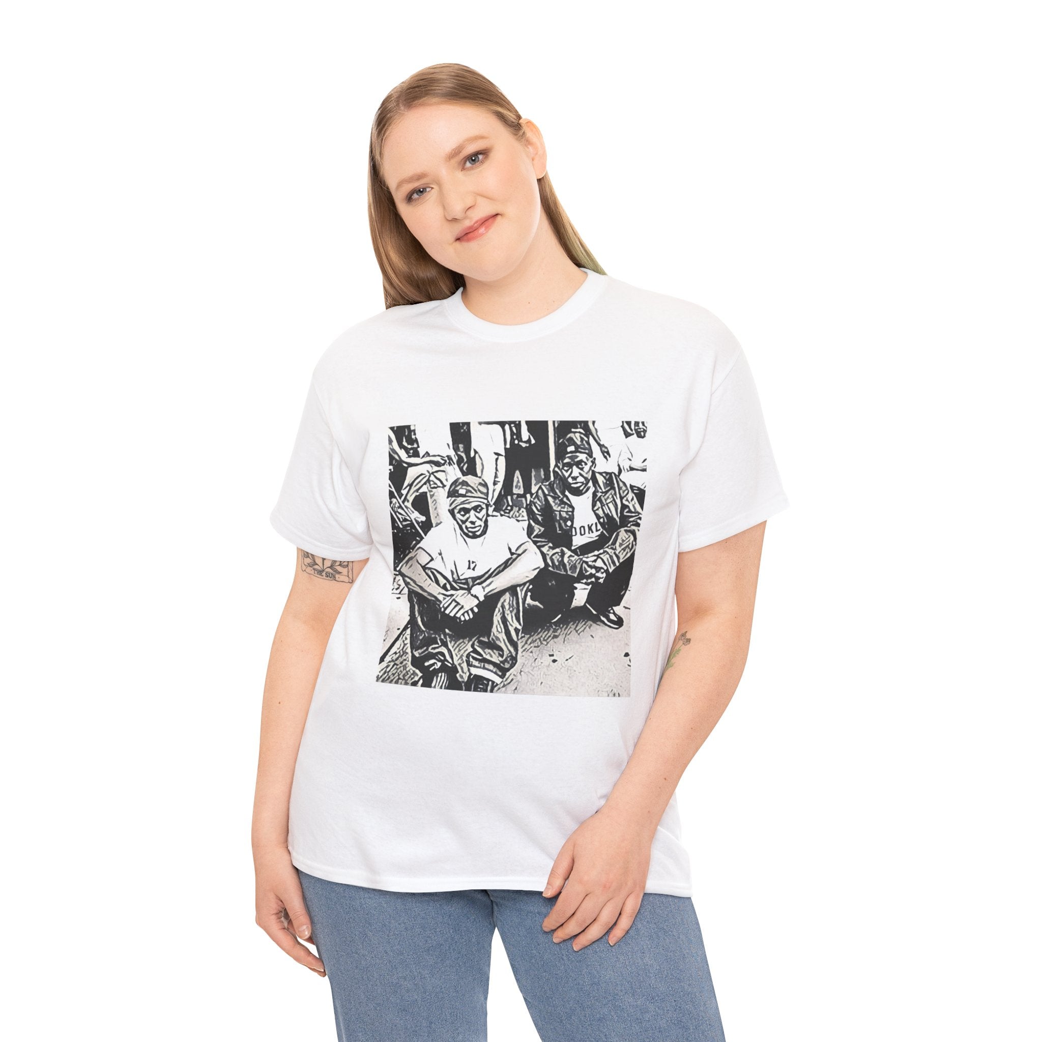 Black Star Graphic Print Short Sleeve Crew Neck Unisex Heavy Cotton Tee Shirt