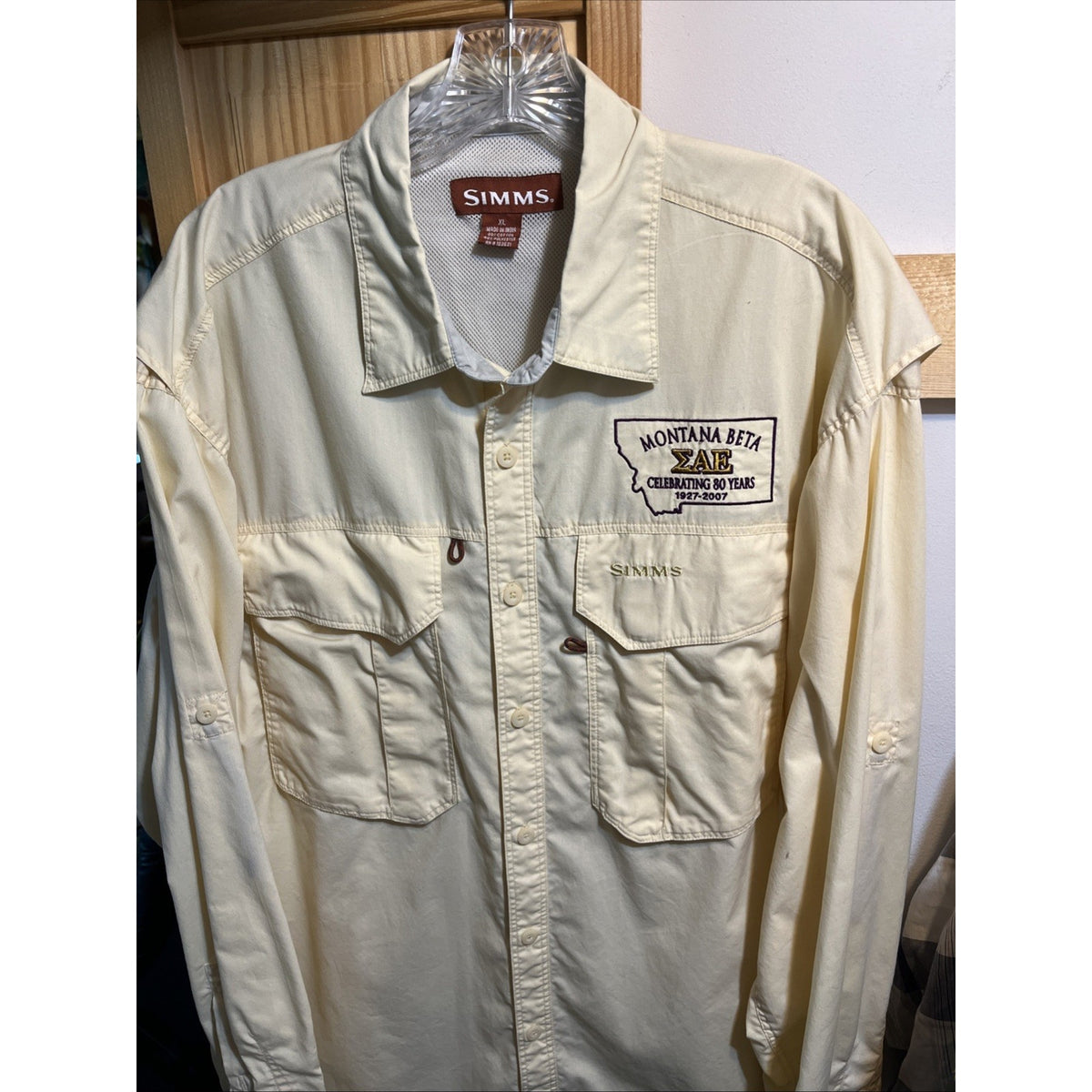 Simms Shirt Men’s Size XL Outdoor Fishing Button Up Long Sleeve Zip Pockets