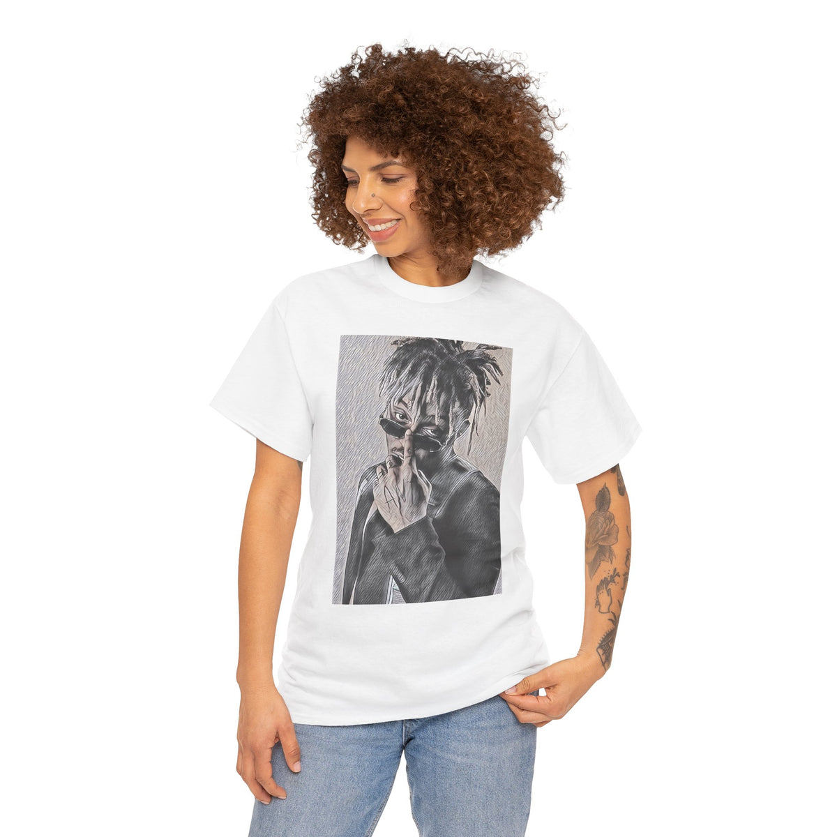 Juice WRLD Graphic Print Short Sleeve Crew Neck Unisex Heavy Cotton Tee Shirt