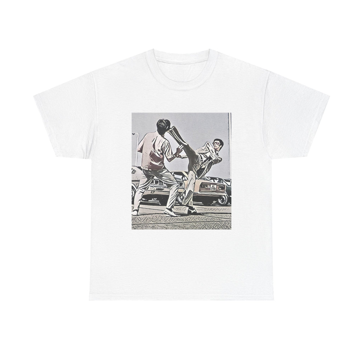 Bruce Lee Graphic Print Short Sleeve Crew Neck Unisex Heavy Cotton Art Tee Shirt