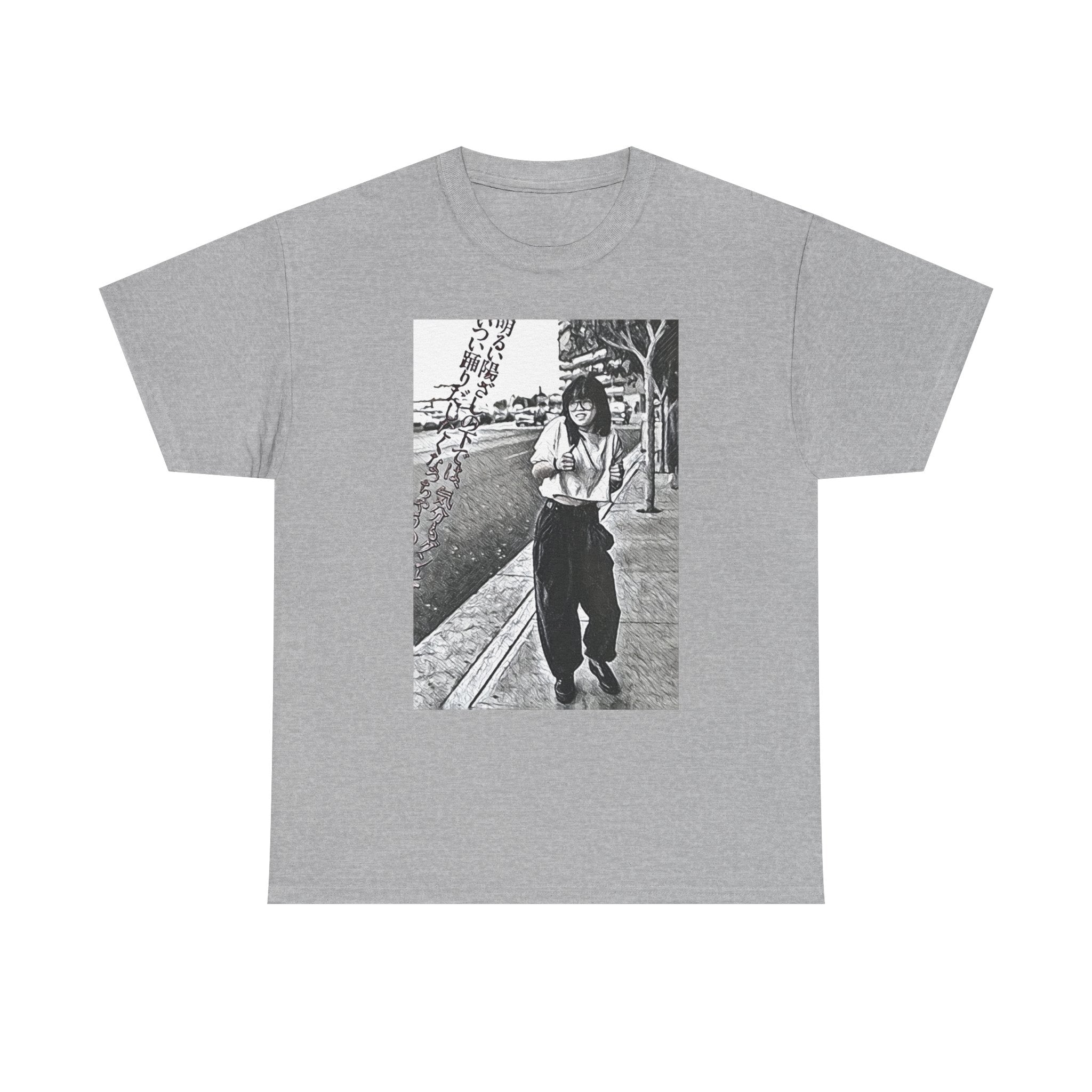 Vibing Graphic Print Short Sleeve Crew Neck Unisex Heavy Cotton Art Tee Shirt