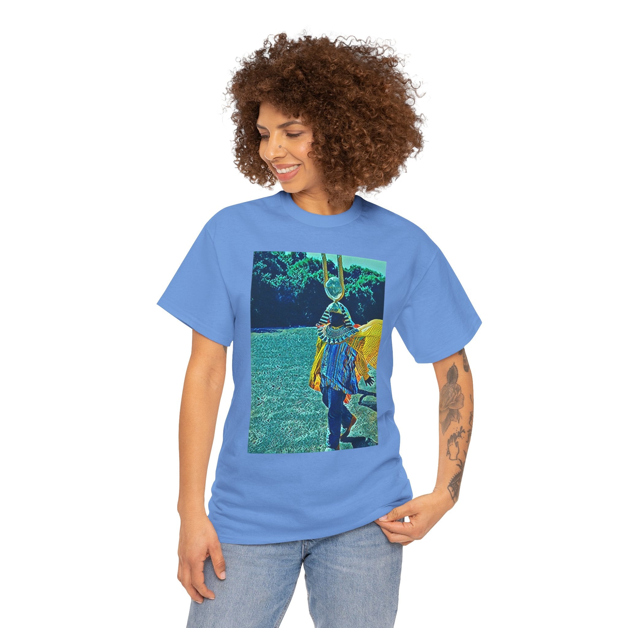 Sun Ra Graphic Print Drip Short Sleeve Crew Neck Unisex Heavy Cotton Tee Shirt