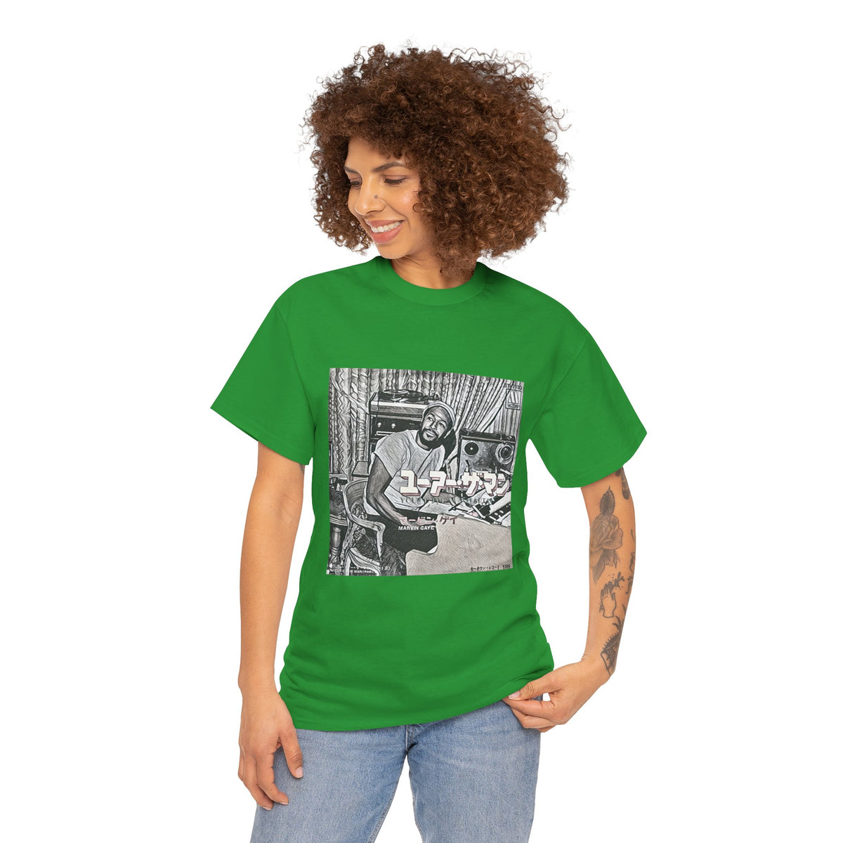 Marvin Gaye Graphic Print Short Sleeve Crew Neck Unisex Heavy Cotton Tee Shirt