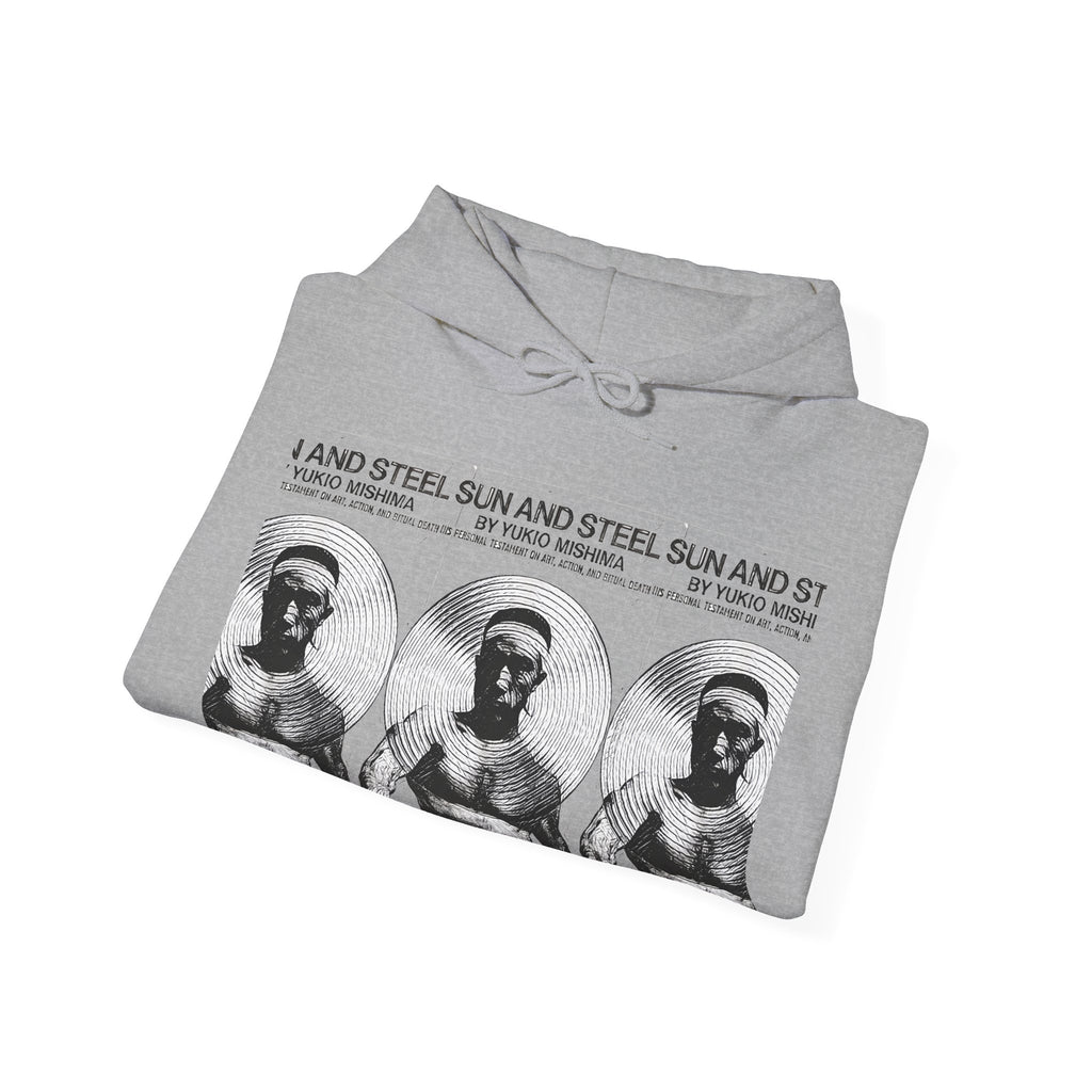 Yukio Mishima Sun & Steel Graphic Print LS Unisex Heavy Blend™ Hooded Sweatshirt