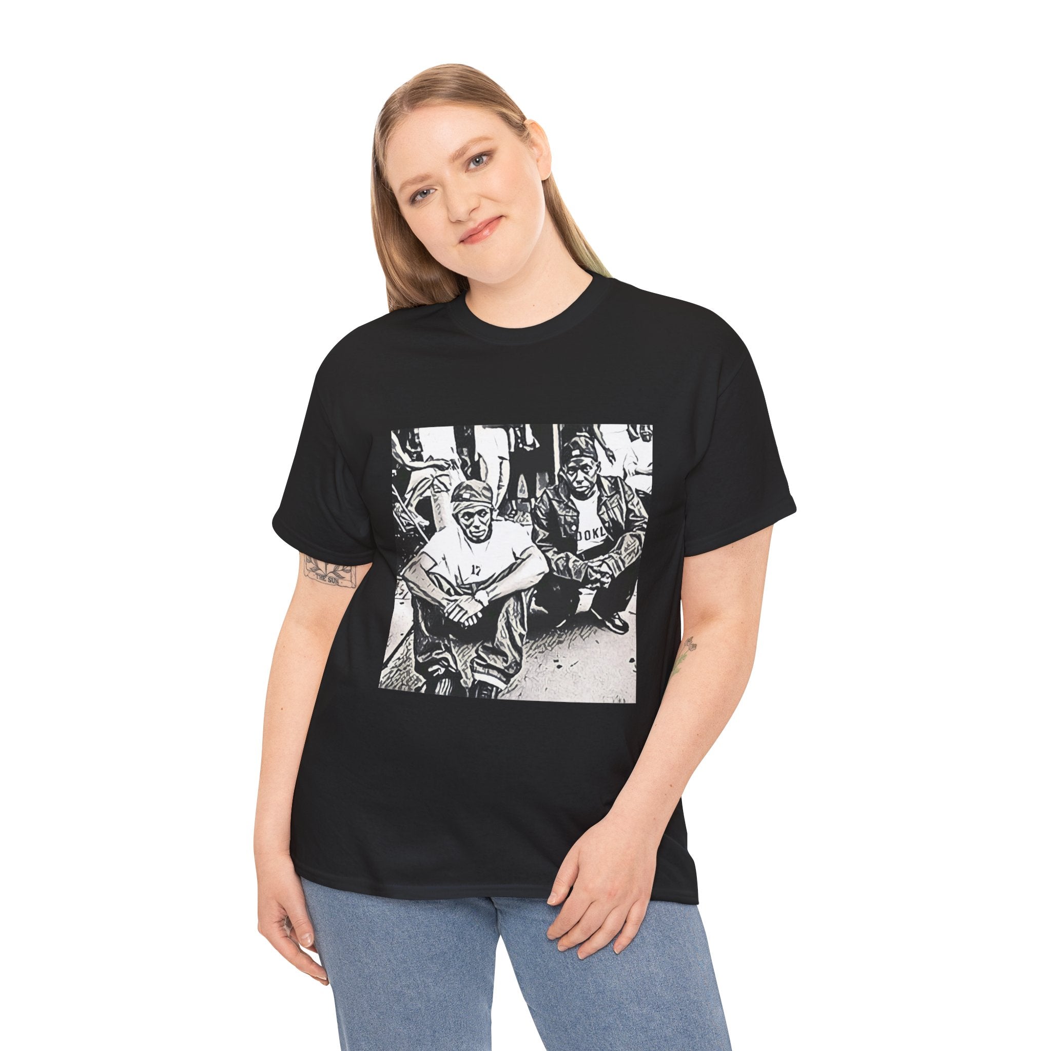 Black Star Graphic Print Short Sleeve Crew Neck Unisex Heavy Cotton Tee Shirt