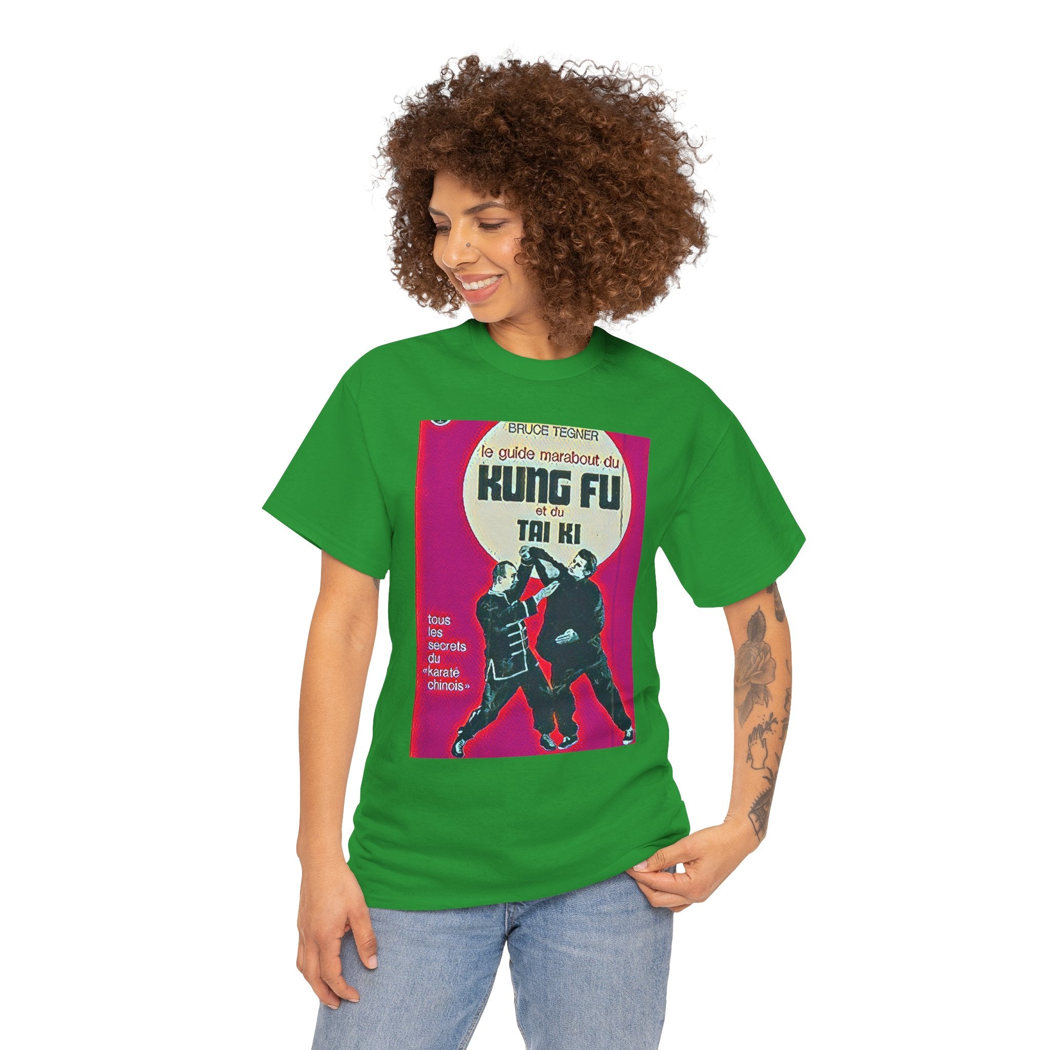 Kung Fu Tai Chi Bruce Tegner Graphic Print SS Crew Unisex Heavy Cotton Tee Shirt