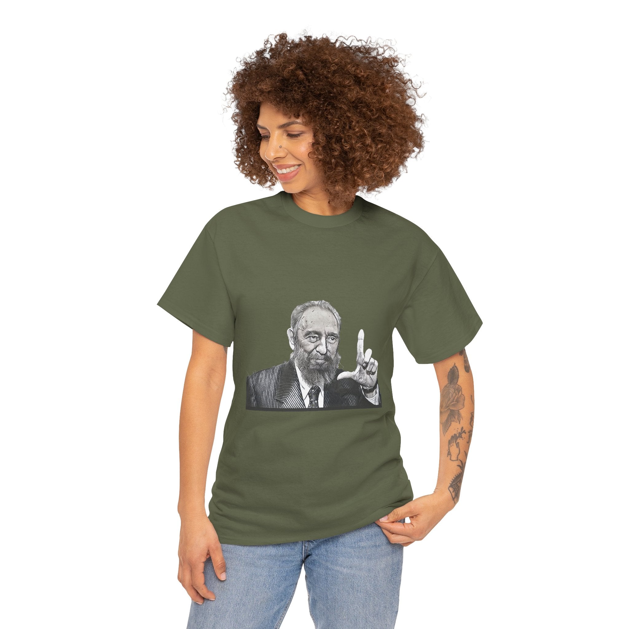 Fidel Castro Black & White Art Graphic Print Unisex Heavy Cotton Tee