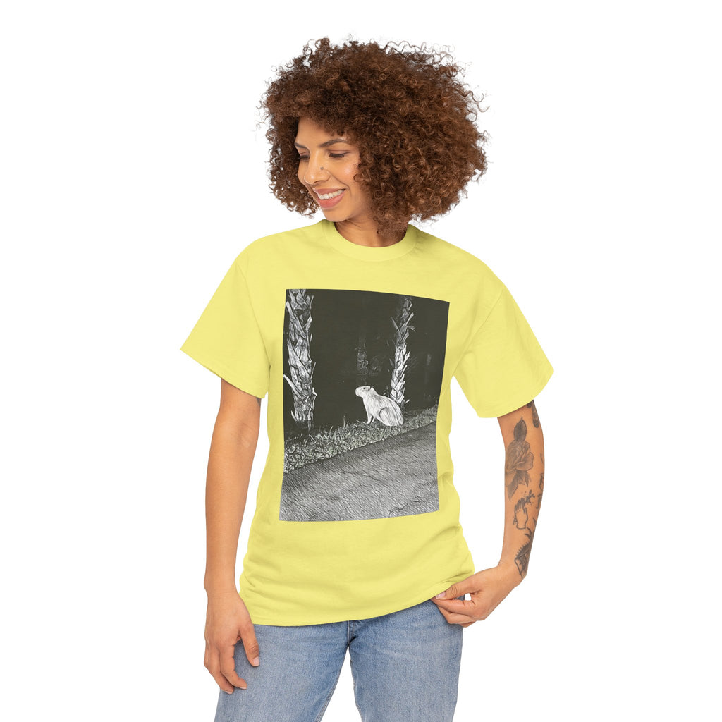 Capybara Graphic Print Short Sleeve Crew Neck Unisex Heavy Cotton Art Tee Shirt