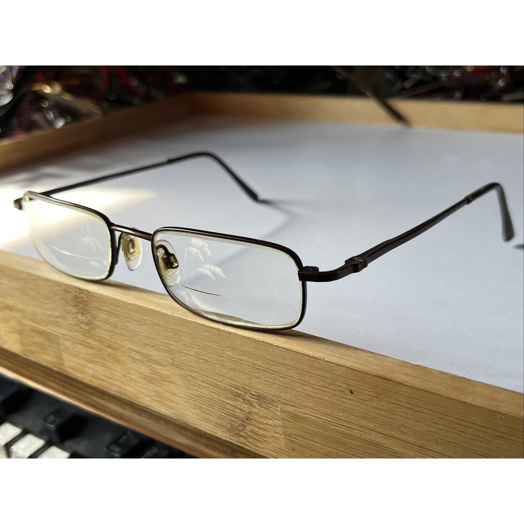 Vintage U.S. Safety Eyeglasses Mens Elite 50-19-140 Dark Matte Brown NR01