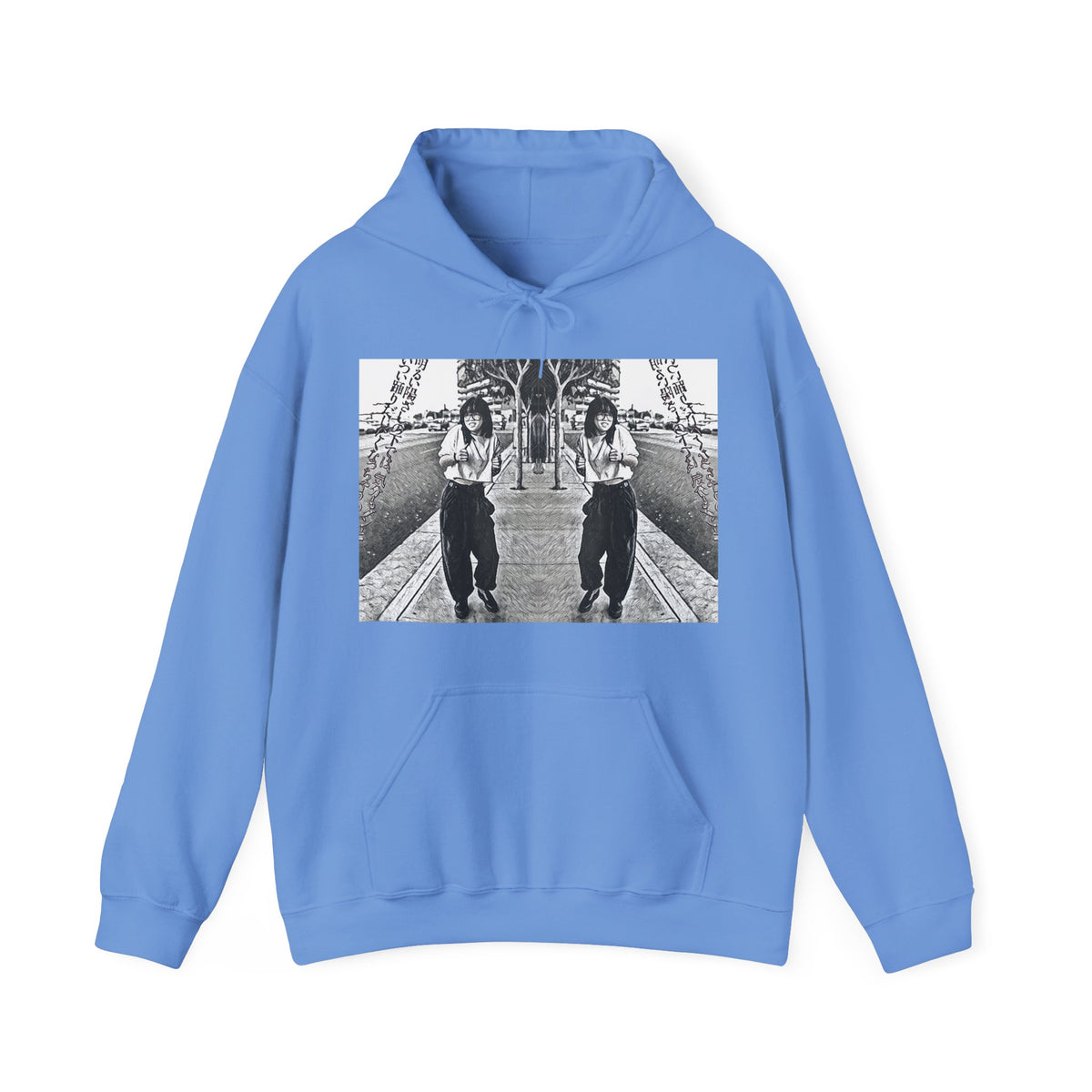 Vibing Graphic Print Long Sleeve Unisex Heavy Blend™ Hooded Pullover Sweatshirt
