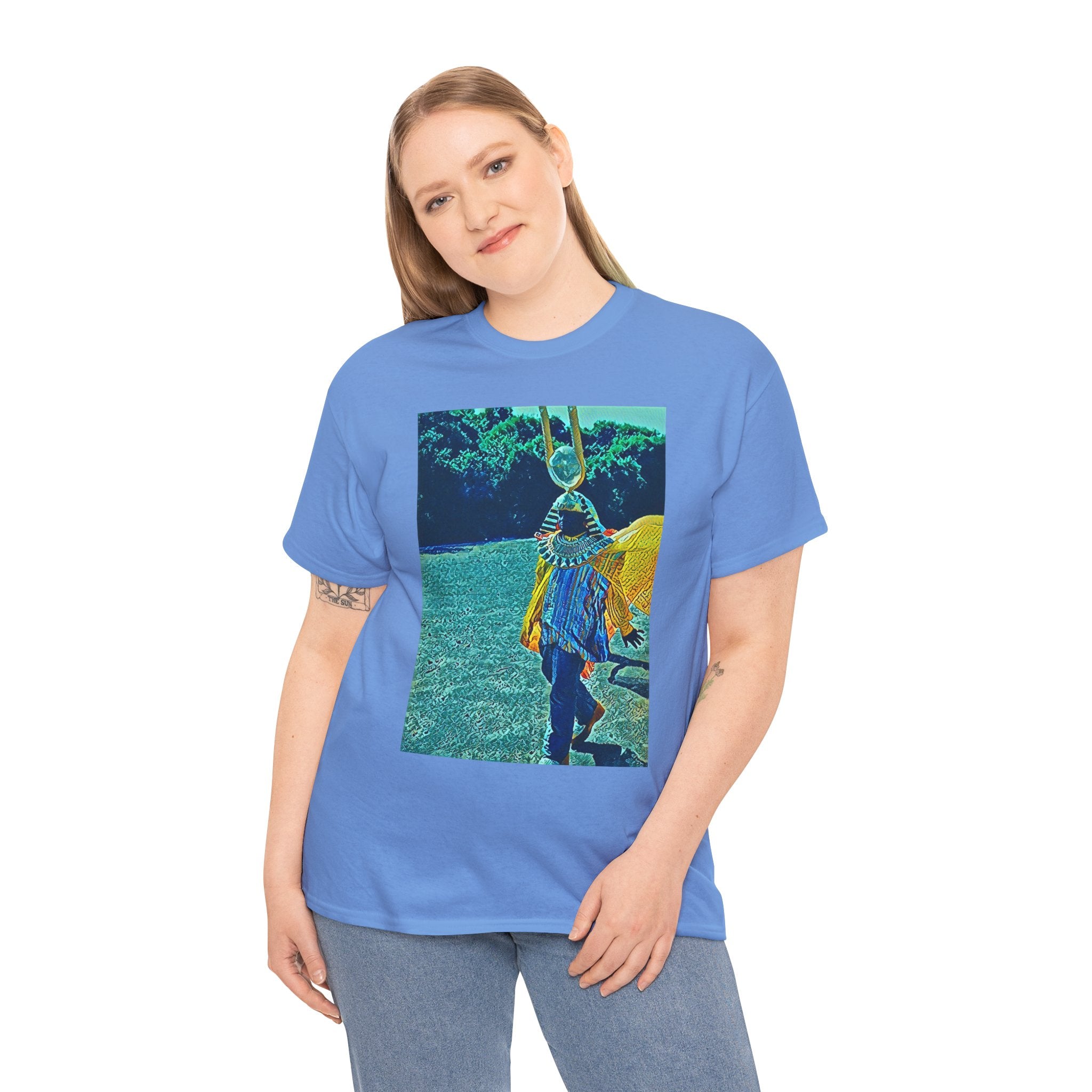 Sun Ra Graphic Print Drip Short Sleeve Crew Neck Unisex Heavy Cotton Tee Shirt