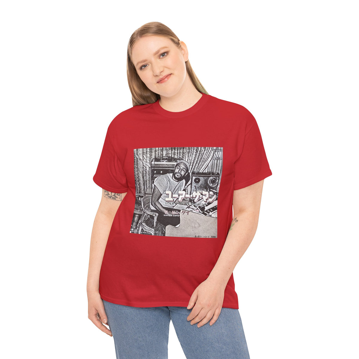 Marvin Gaye Graphic Print Short Sleeve Crew Neck Unisex Heavy Cotton Tee Shirt