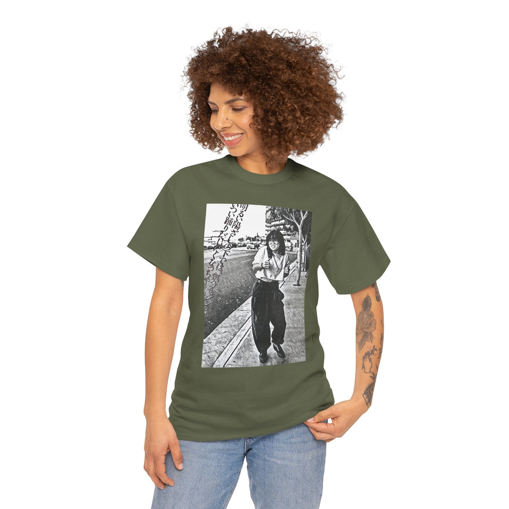 Vibing Graphic Print Short Sleeve Crew Neck Unisex Heavy Cotton Art Tee Shirt