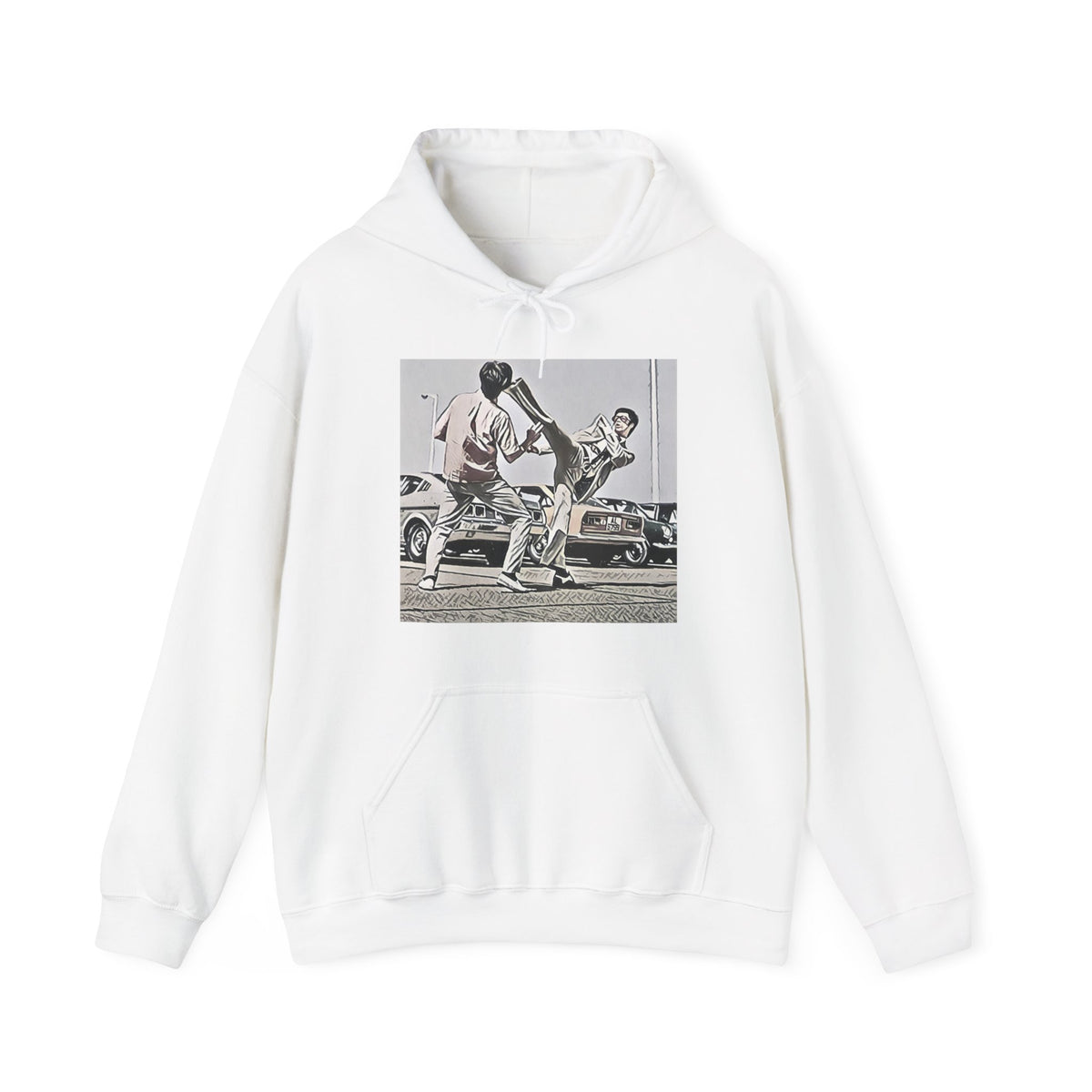 Bruce Lee Graphic Print Long Sleeve Unisex Heavy Blend™ Hooded Movie Sweatshirt