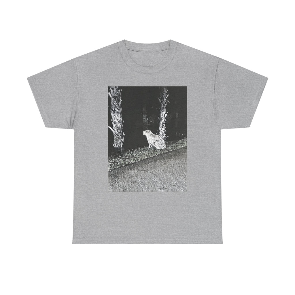 Capybara Graphic Print Short Sleeve Crew Neck Unisex Heavy Cotton Art Tee Shirt