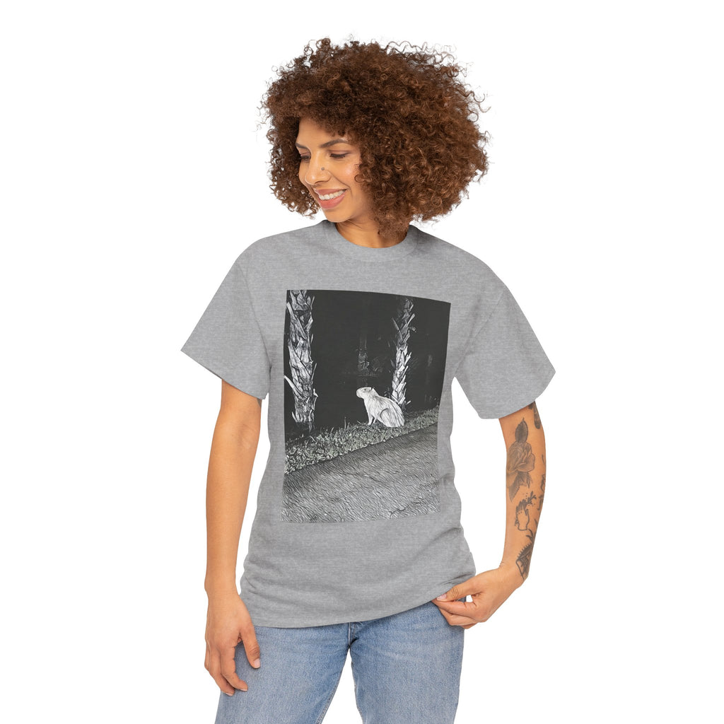 Capybara Graphic Print Short Sleeve Crew Neck Unisex Heavy Cotton Art Tee Shirt