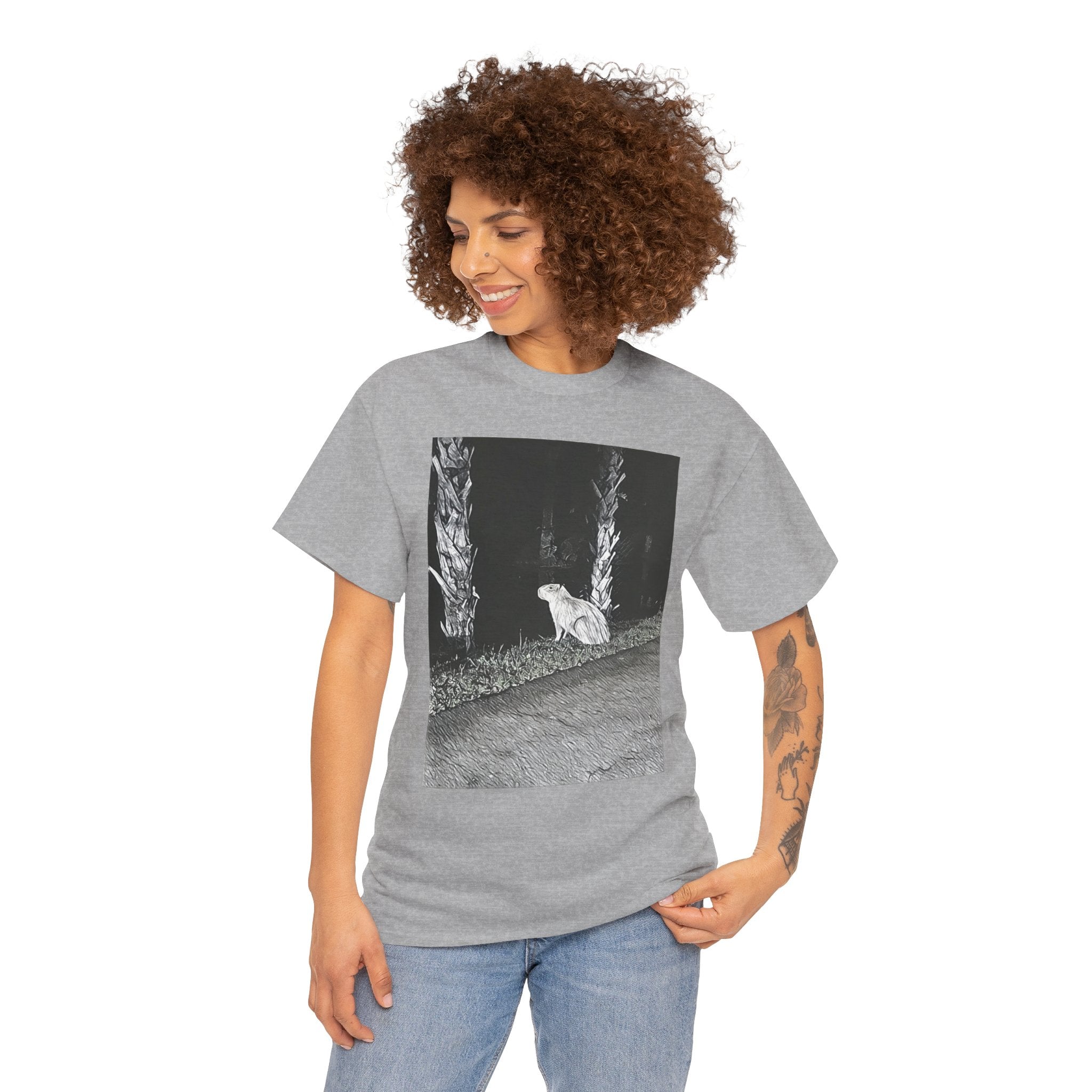 Capybara Graphic Print Short Sleeve Crew Neck Unisex Heavy Cotton Art Tee Shirt