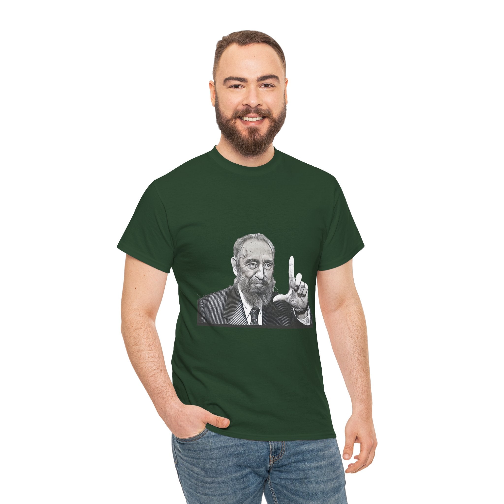 Fidel Castro Black & White Art Graphic Print Unisex Heavy Cotton Tee