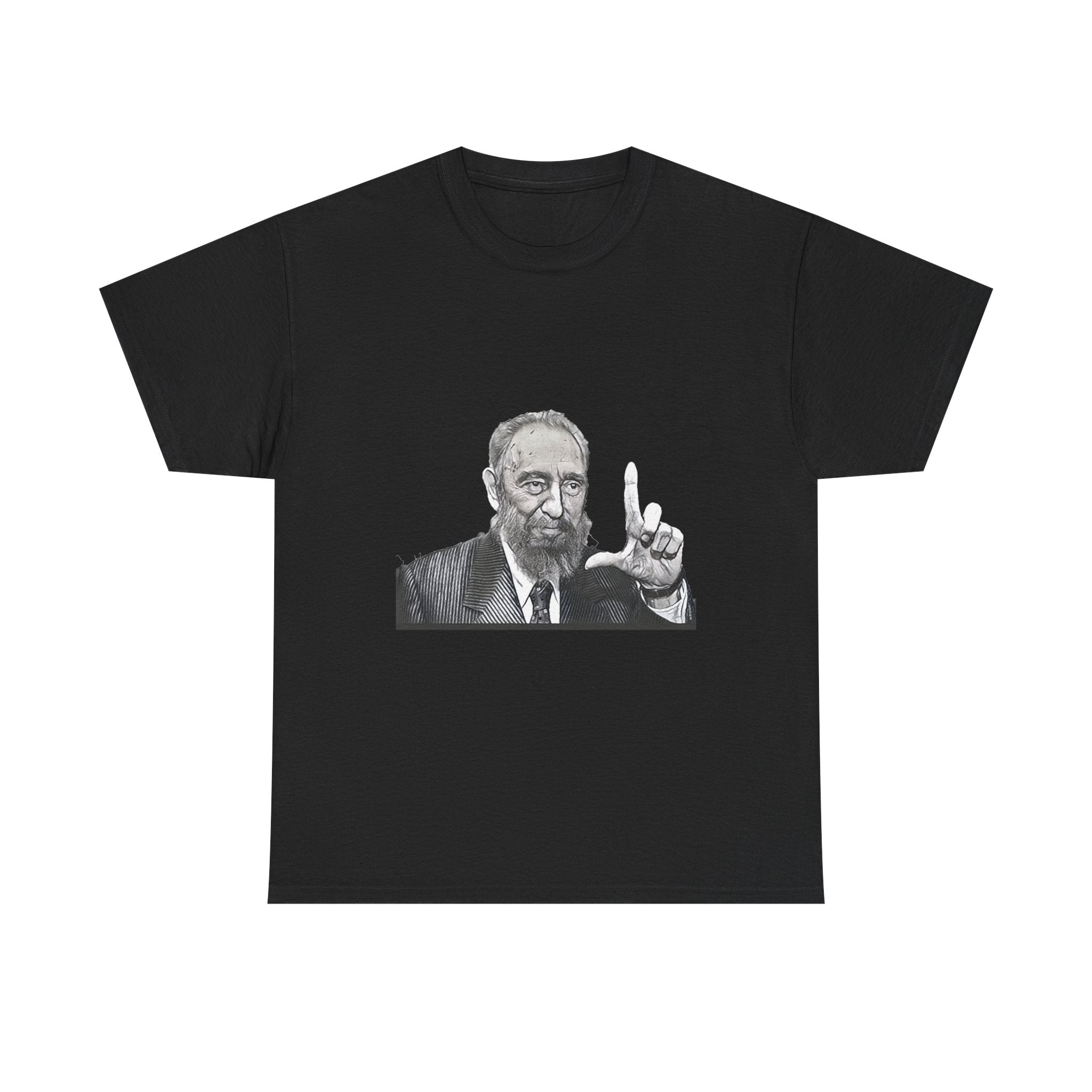 Fidel Castro Black & White Art Graphic Print Unisex Heavy Cotton Tee