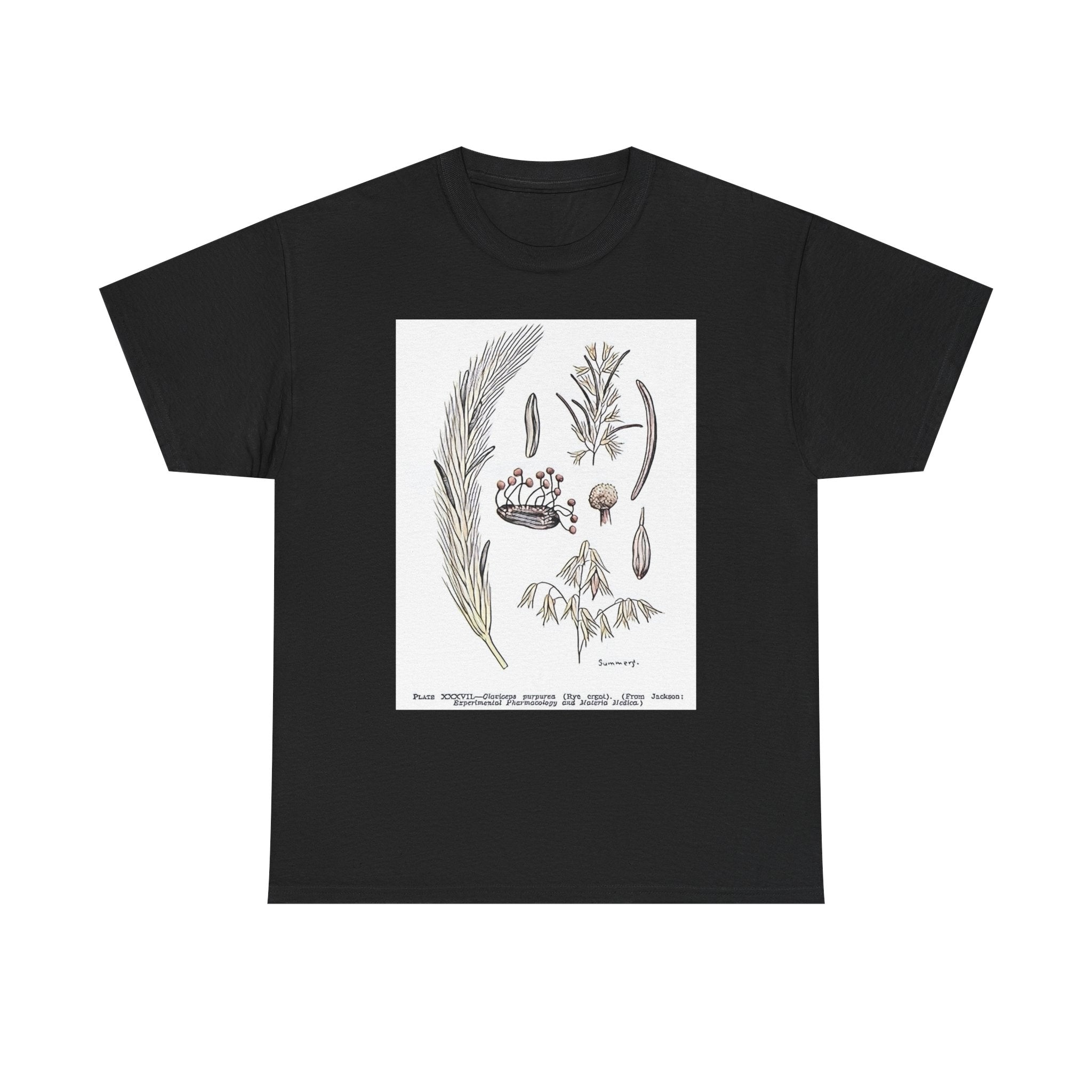 Claviceps purpurea Graphic Print Botanical Art Crew Neck Unisex Heavy Cotton Tee