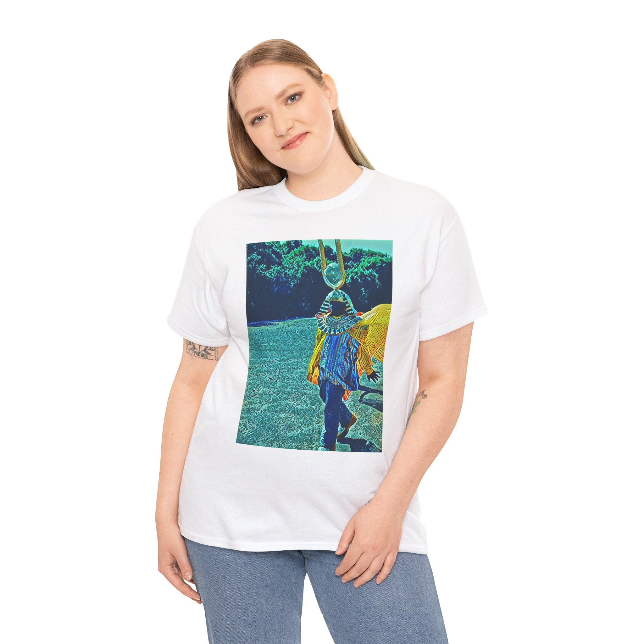 Sun Ra Graphic Print Drip Short Sleeve Crew Neck Unisex Heavy Cotton Tee Shirt