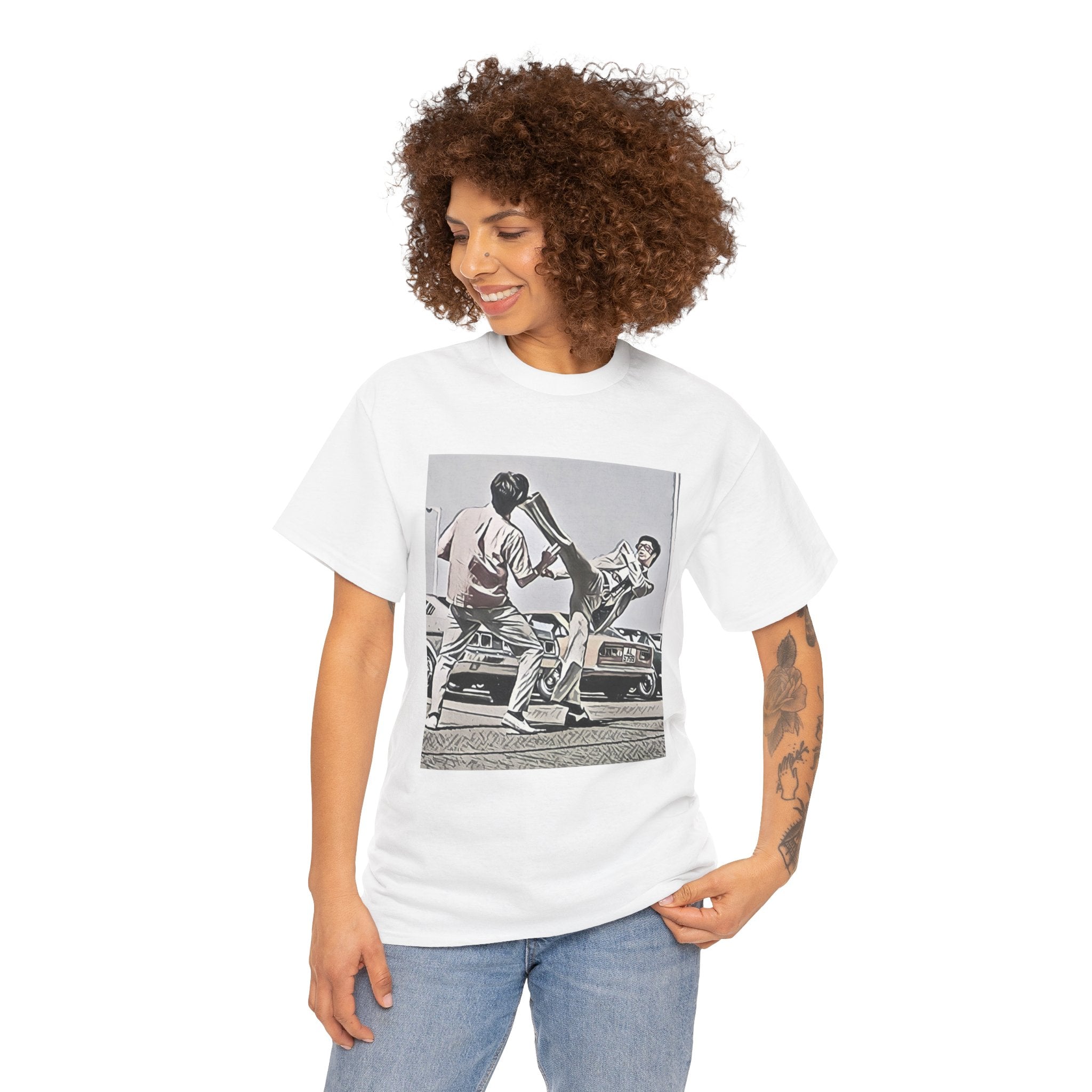 Bruce Lee Graphic Print Short Sleeve Crew Neck Unisex Heavy Cotton Art Tee Shirt