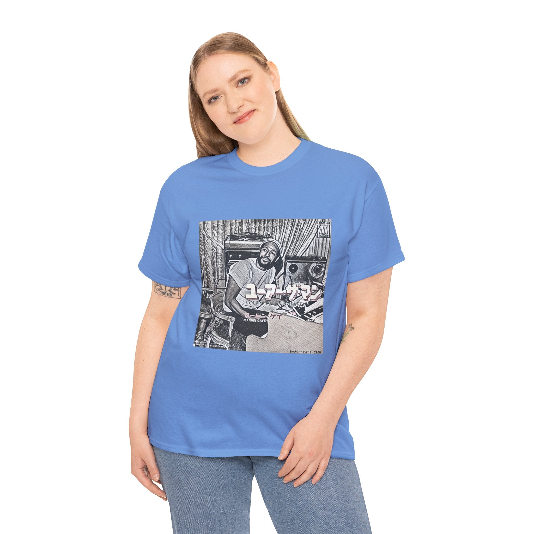 Marvin Gaye Graphic Print Short Sleeve Crew Neck Unisex Heavy Cotton Tee Shirt