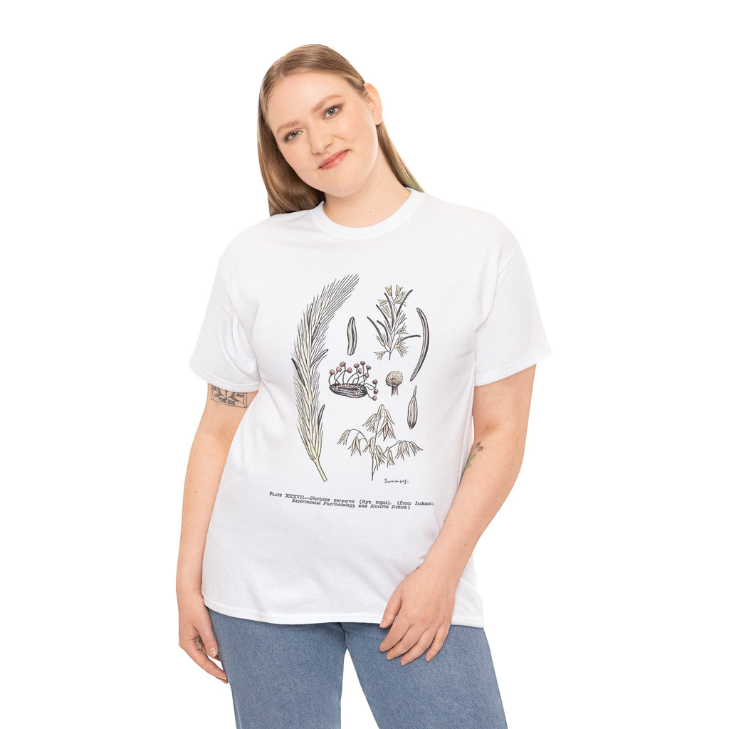 Claviceps purpurea Graphic Print Botanical Art Crew Neck Unisex Heavy Cotton Tee