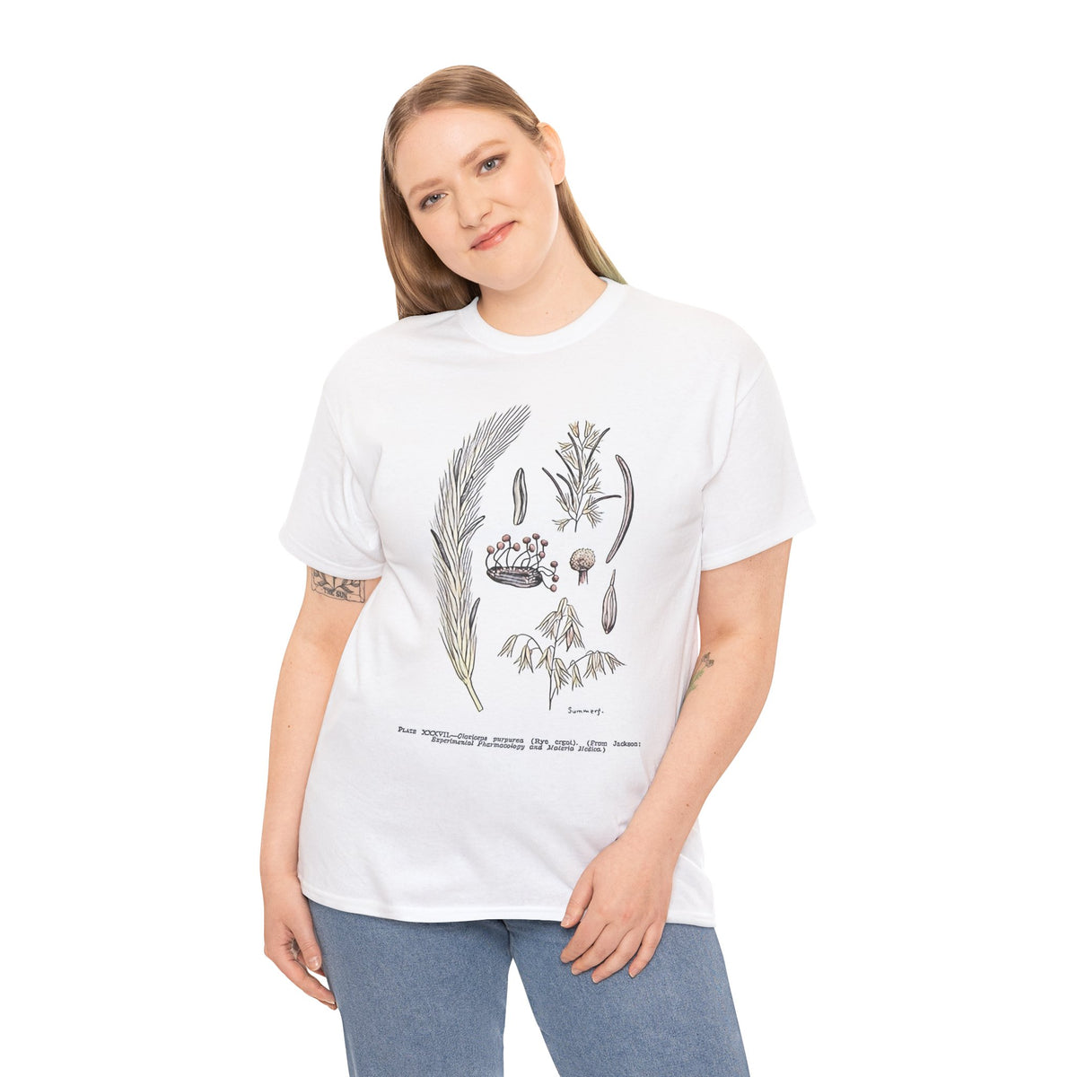 Claviceps purpurea Graphic Print Botanical Art Crew Neck Unisex Heavy Cotton Tee
