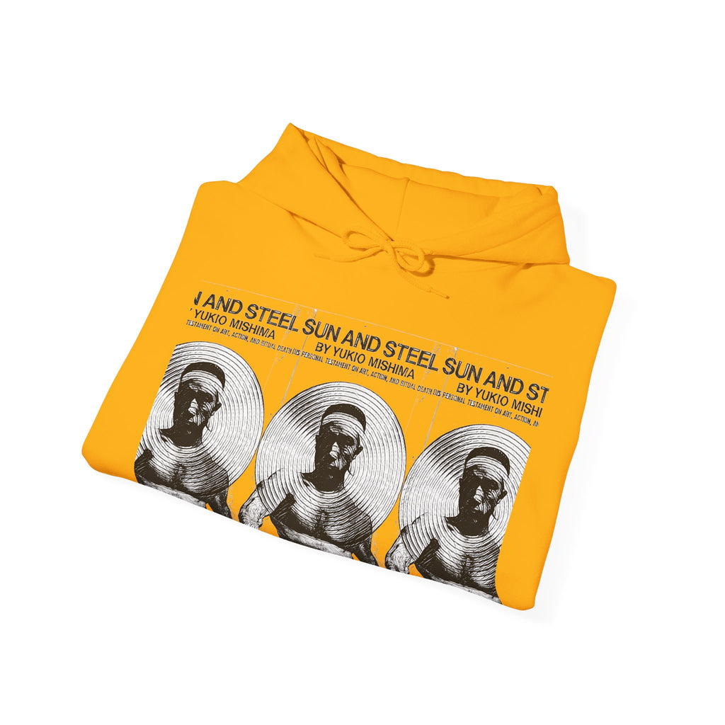 Yukio Mishima Sun & Steel Graphic Print LS Unisex Heavy Blend™ Hooded Sweatshirt