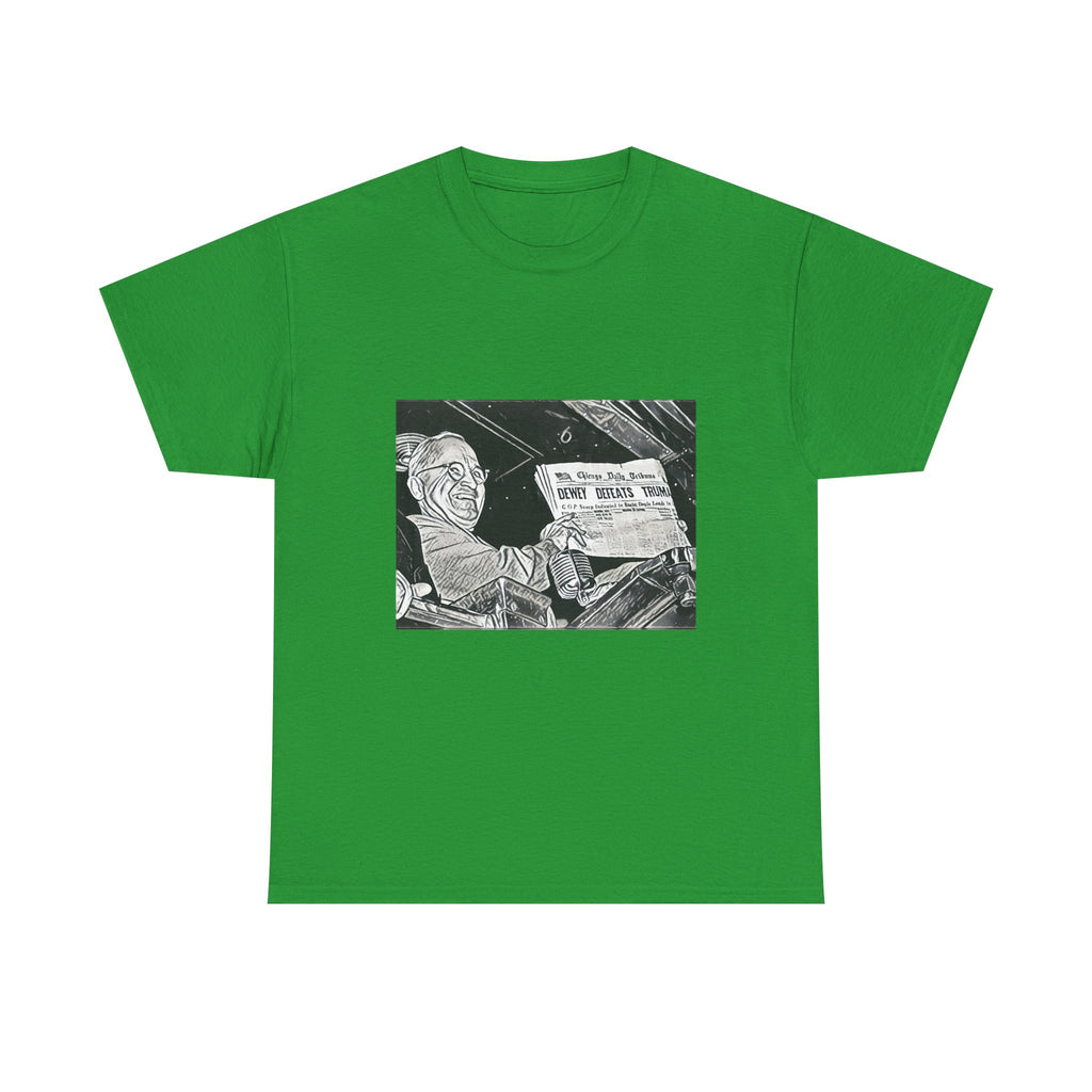 Dewey Defeats Truman Graphic Print Short Sleeve Unisex Heavy Cotton Tee Shirt