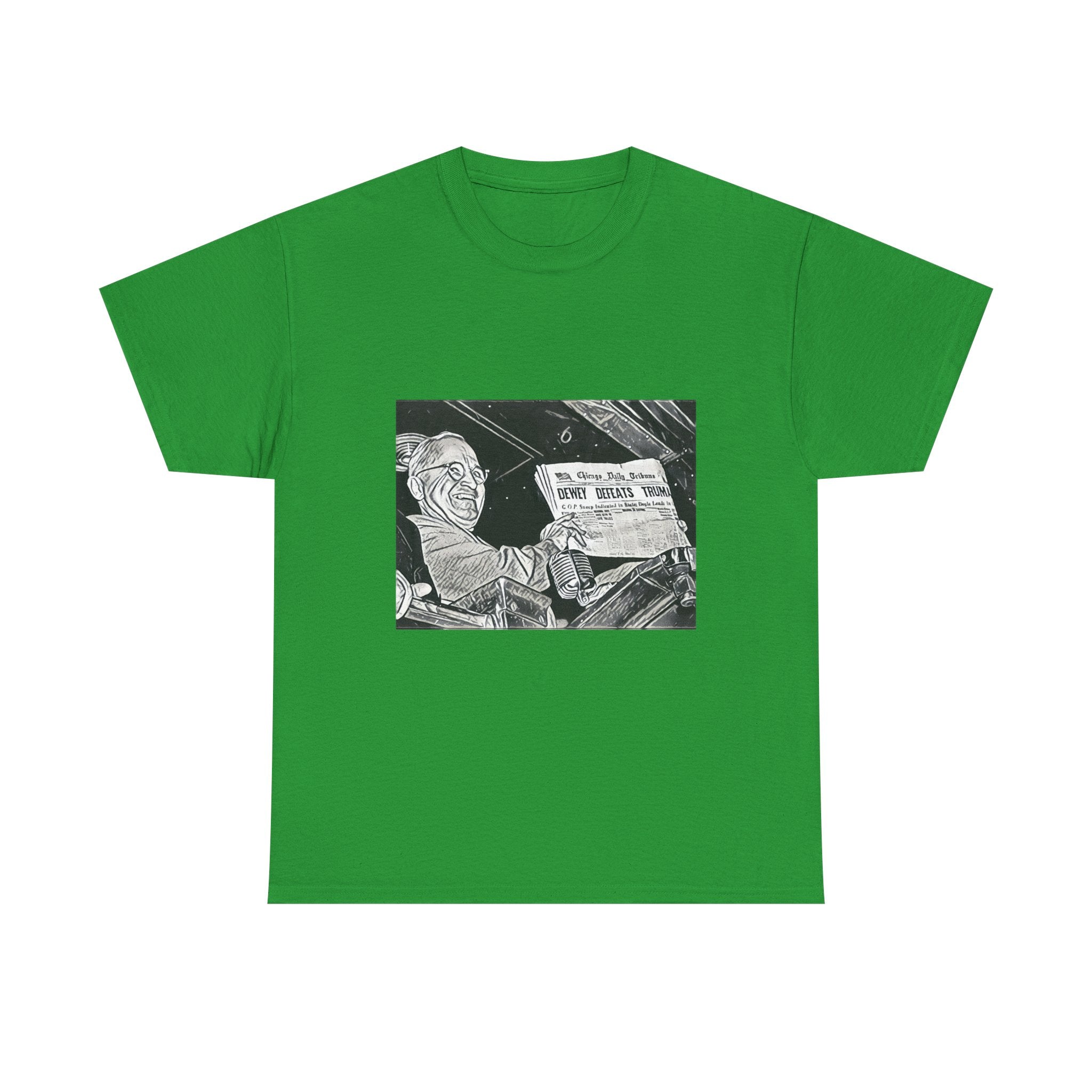 Dewey Defeats Truman Graphic Print Short Sleeve Unisex Heavy Cotton Tee Shirt