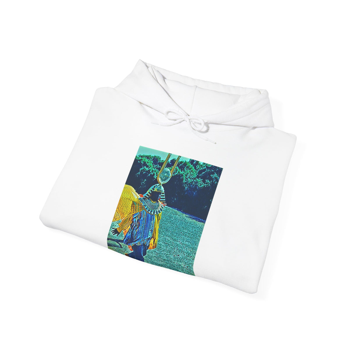 Sun Ra Drip Art Long Sleeve Graphic Print Unisex Heavy Blend™ Hooded Sweatshirt