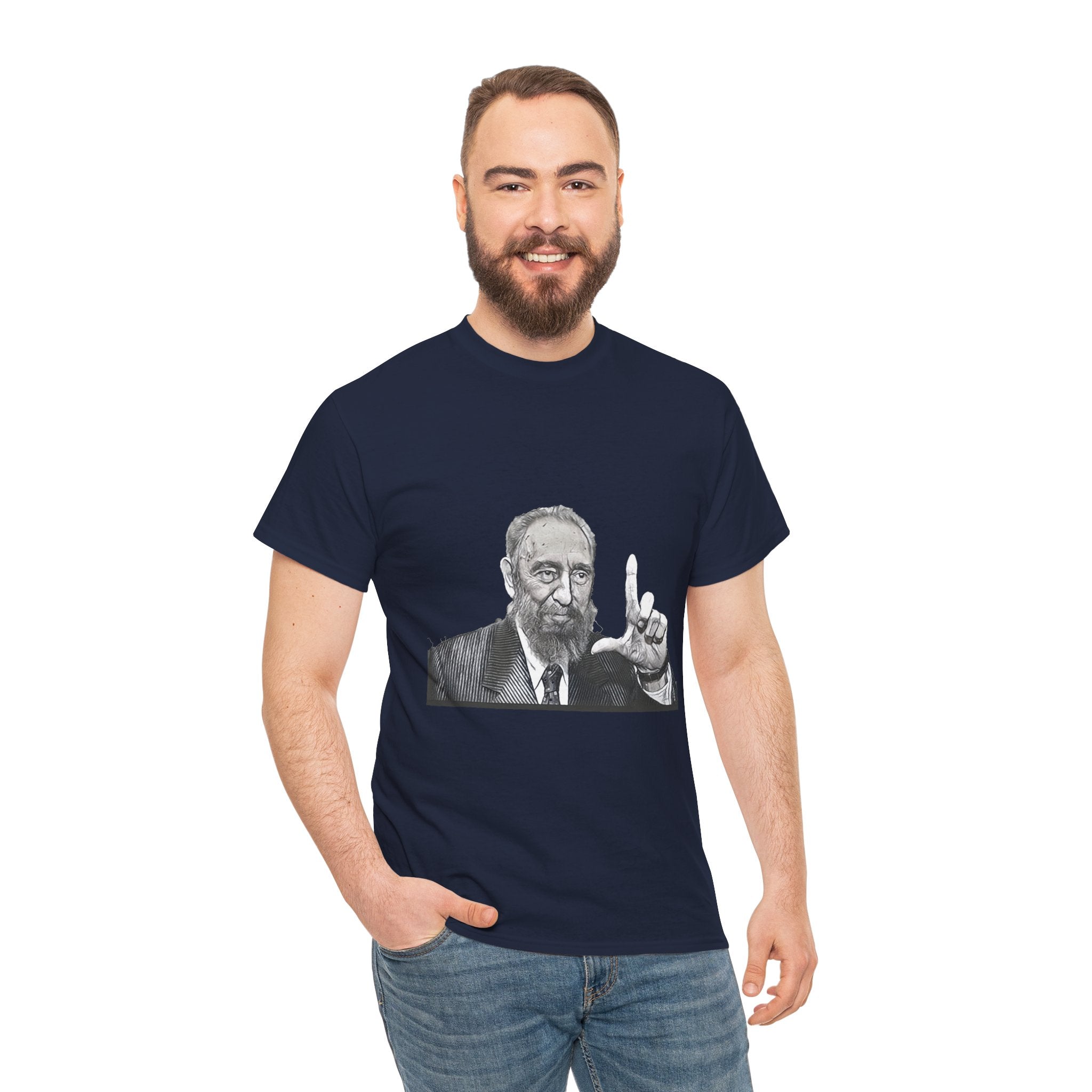 Fidel Castro Black & White Art Graphic Print Unisex Heavy Cotton Tee
