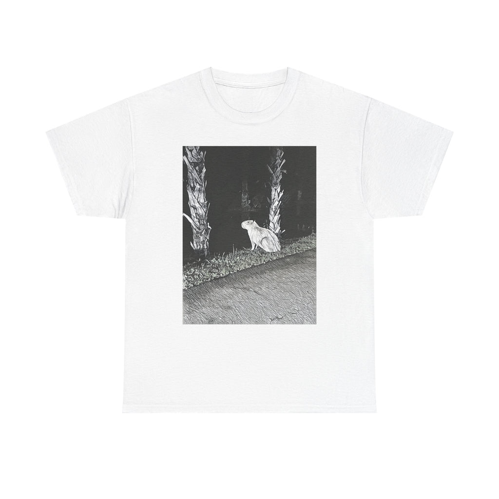 Capybara Graphic Print Short Sleeve Crew Neck Unisex Heavy Cotton Art Tee Shirt