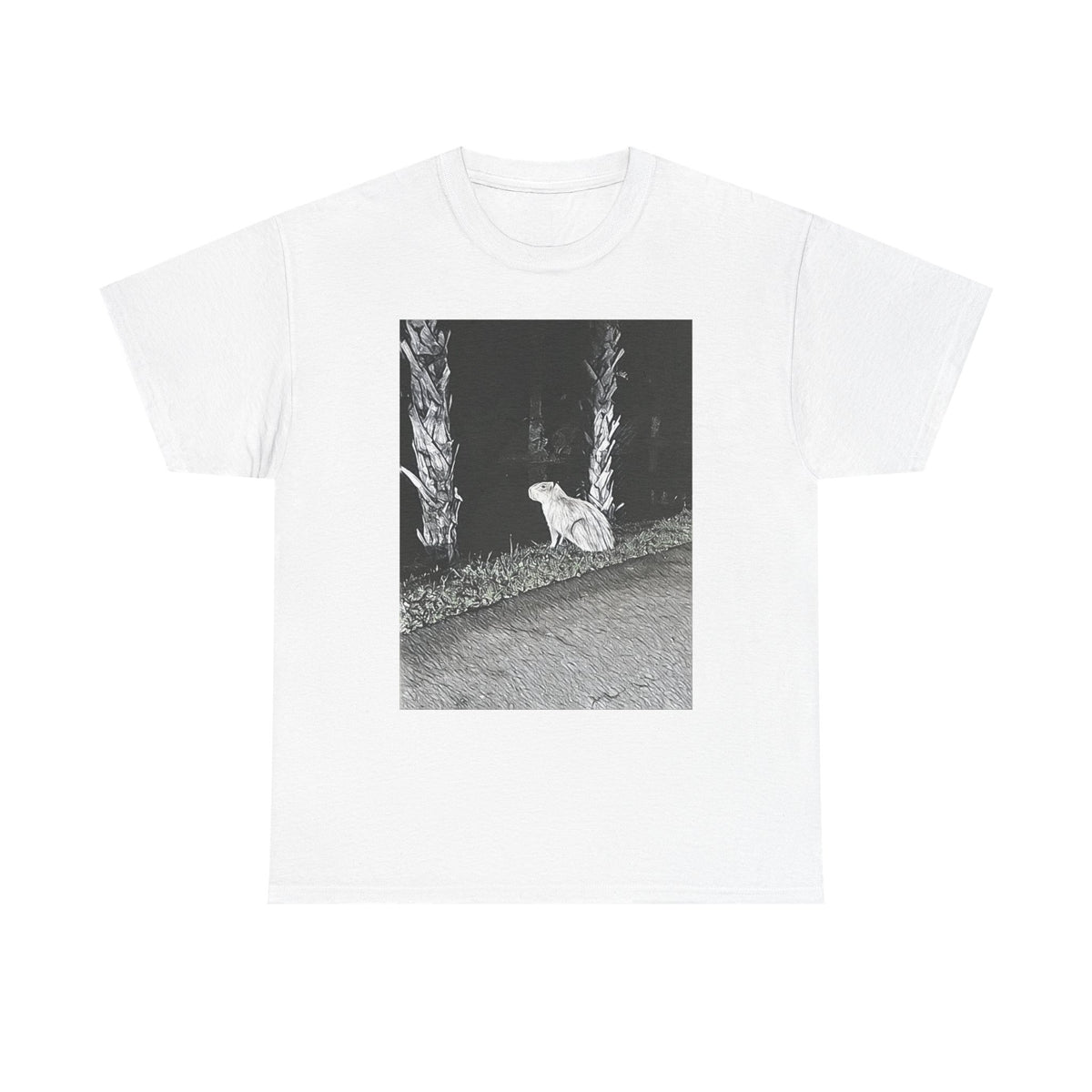 Capybara Graphic Print Short Sleeve Crew Neck Unisex Heavy Cotton Art Tee Shirt
