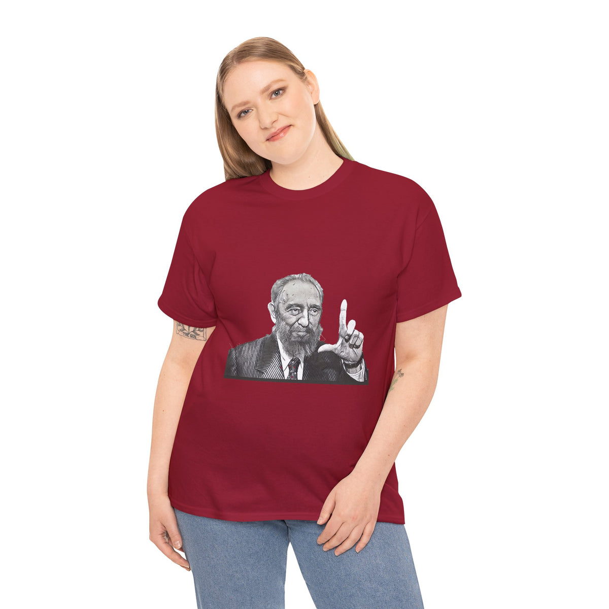 Fidel Castro Black & White Art Graphic Print Unisex Heavy Cotton Tee