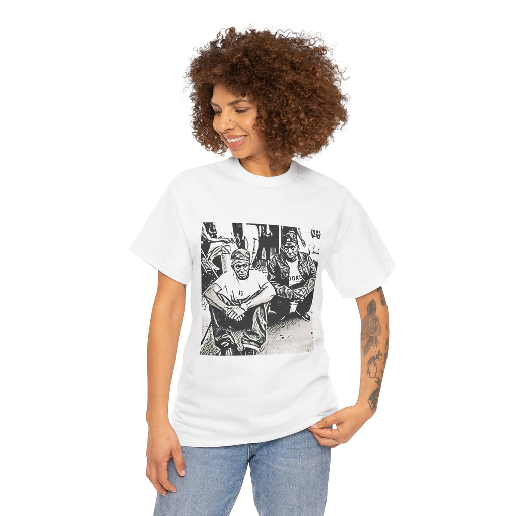 Black Star Graphic Print Short Sleeve Crew Neck Unisex Heavy Cotton Tee Shirt