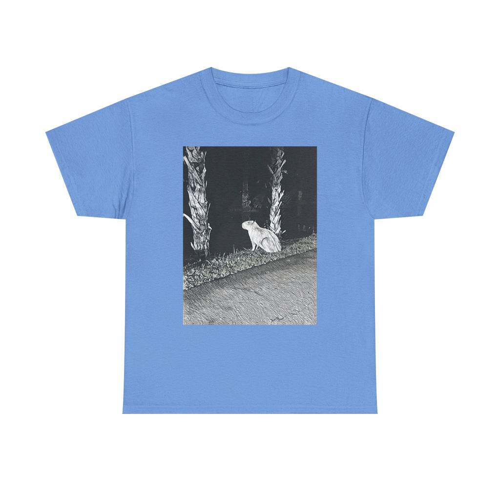 Capybara Graphic Print Short Sleeve Crew Neck Unisex Heavy Cotton Art Tee Shirt
