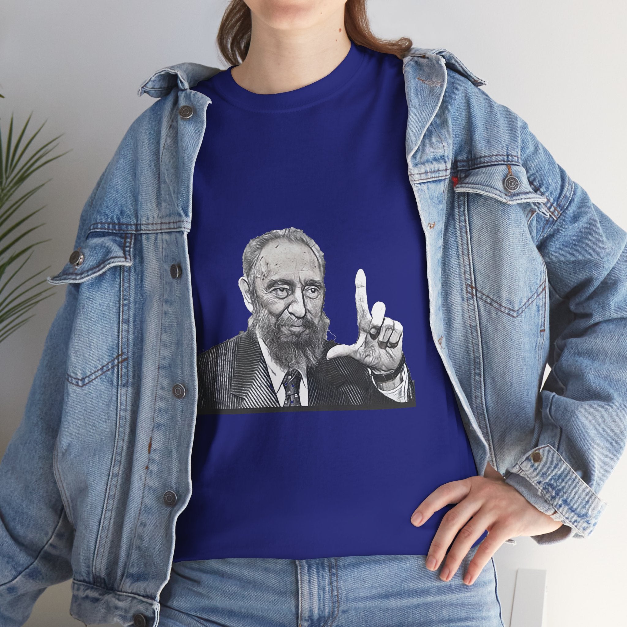 Fidel Castro Black & White Art Graphic Print Unisex Heavy Cotton Tee