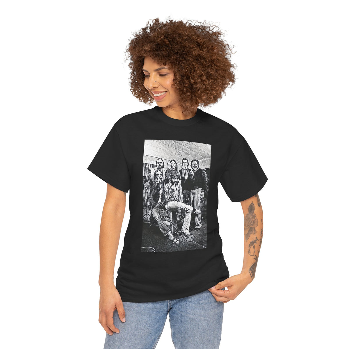 The Doobie Brothers Graphic Print Short Sleeve Crew Neck Unisex Heavy Cotton Tee