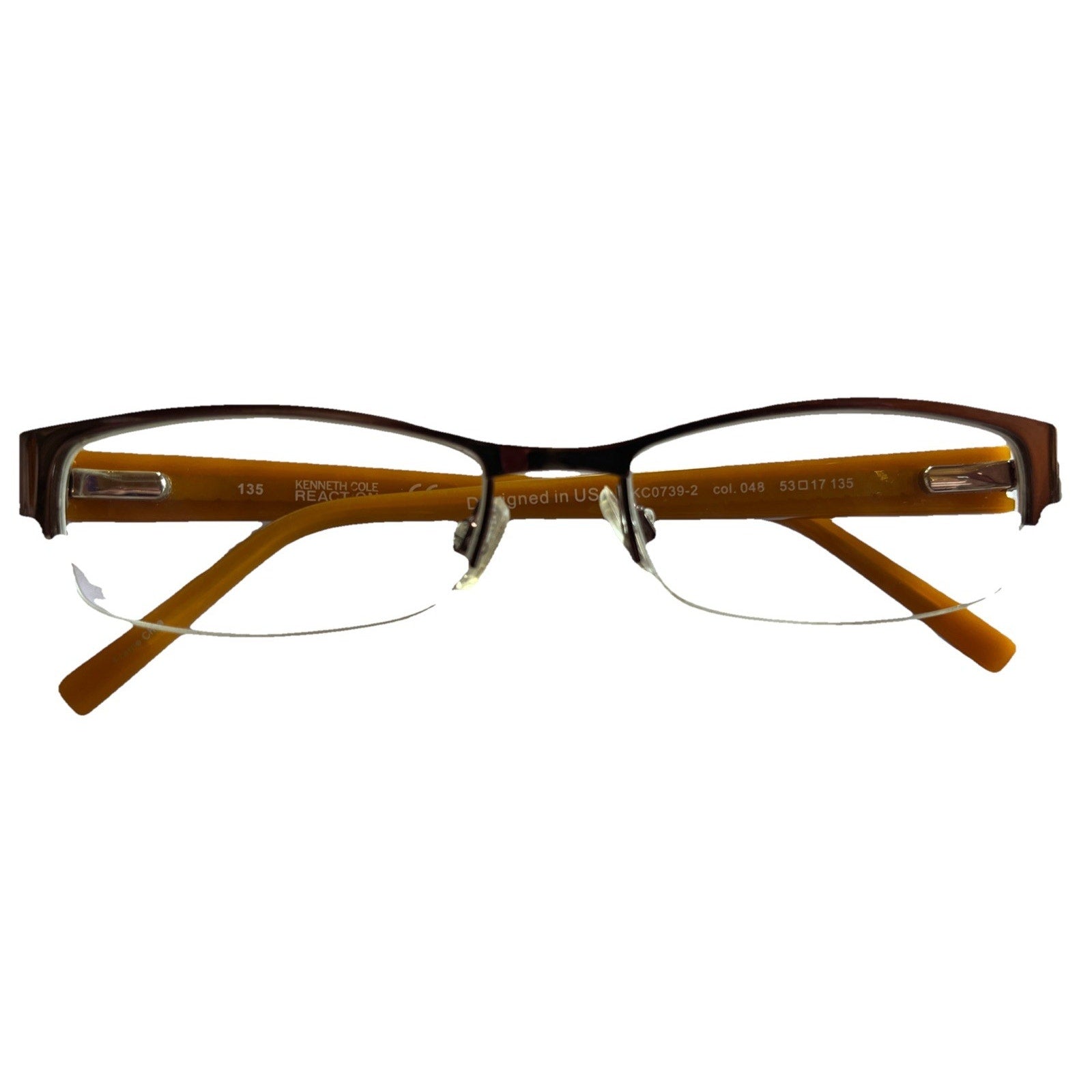 Kenneth Cole Eyeglasses Frames REACTION KC0739-2 Col.048 53-17-135 Orange Unisex