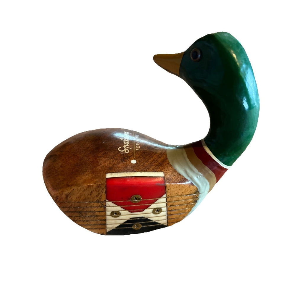 Vintage Duck Hand Carved Painted Wooden Golf Club Head Spalding Top Flite Driver