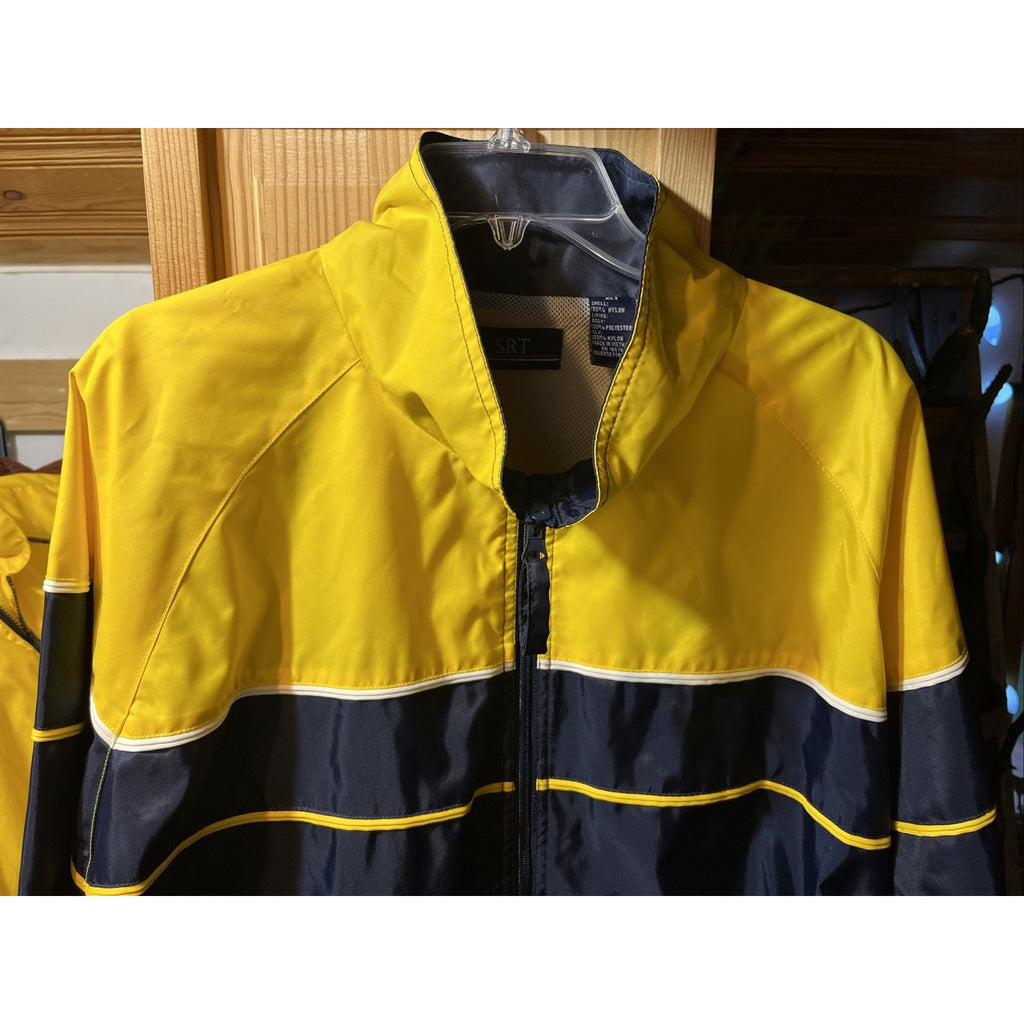 Vintage SRT Full Zip Windbreaker Jacket Shell Mens Navy Blue Yellow LS XLT