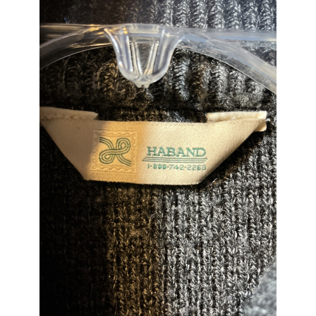 Haband Full Zip Cardigan L Mock Neck Gray Nordic Sweater Pockets Acrylic LS VTG