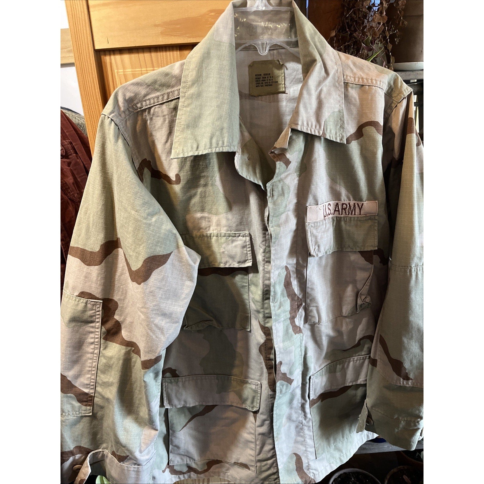 US Army Vintage Camo BDU Field Jacket Shirt Camouflage Military Coat Medium Reg