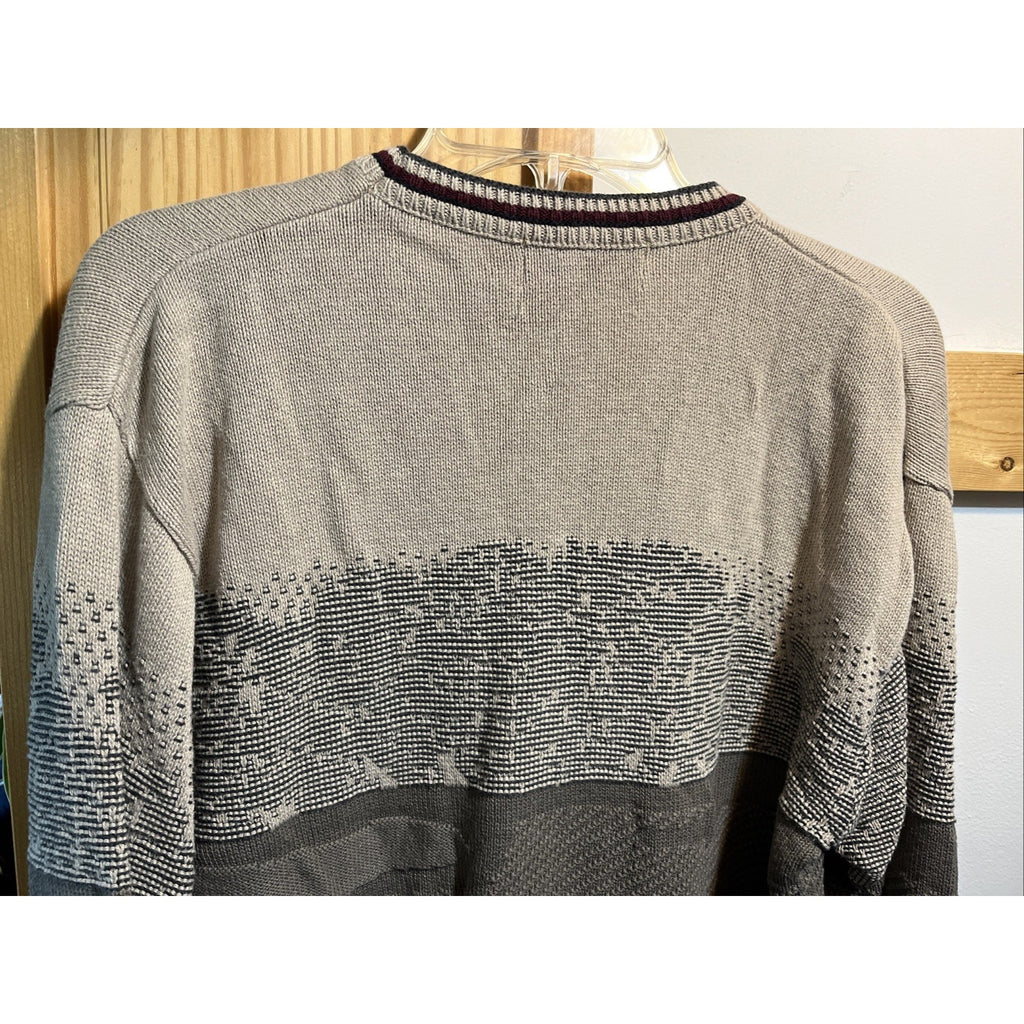 Vintage 90s Carmel Golf Embroidered Pullover Knit Sweater Size L Gray Beige USA