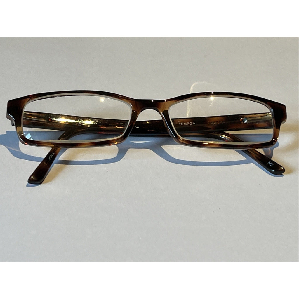 Tempo Eyeglasses HE 8000 52-17-145 Rectangular Brown Tortoise Frames Only